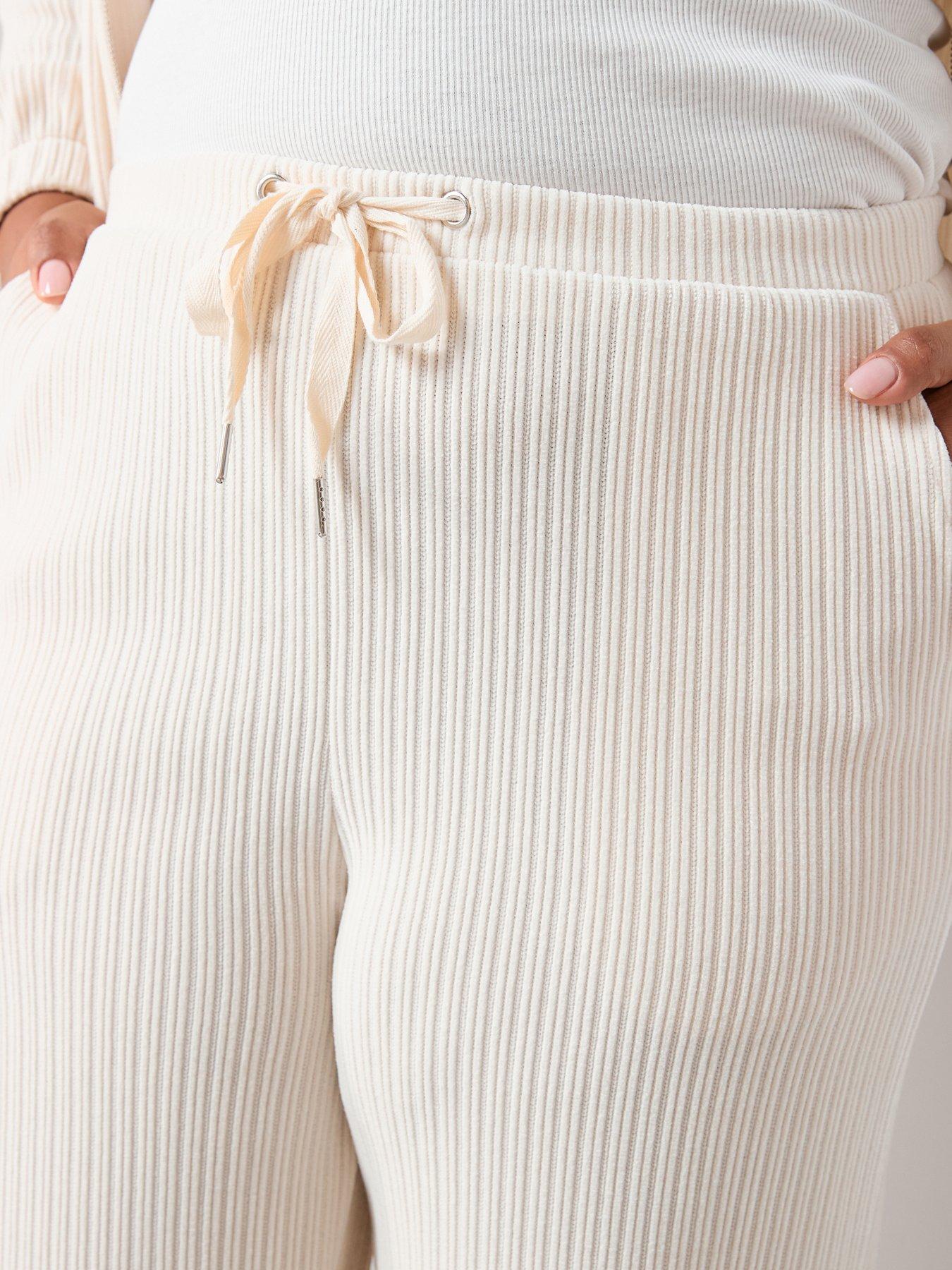 Image 6 of 6 of The Very Collection Curve Velour Rib Wide Leg Trouser - Cream