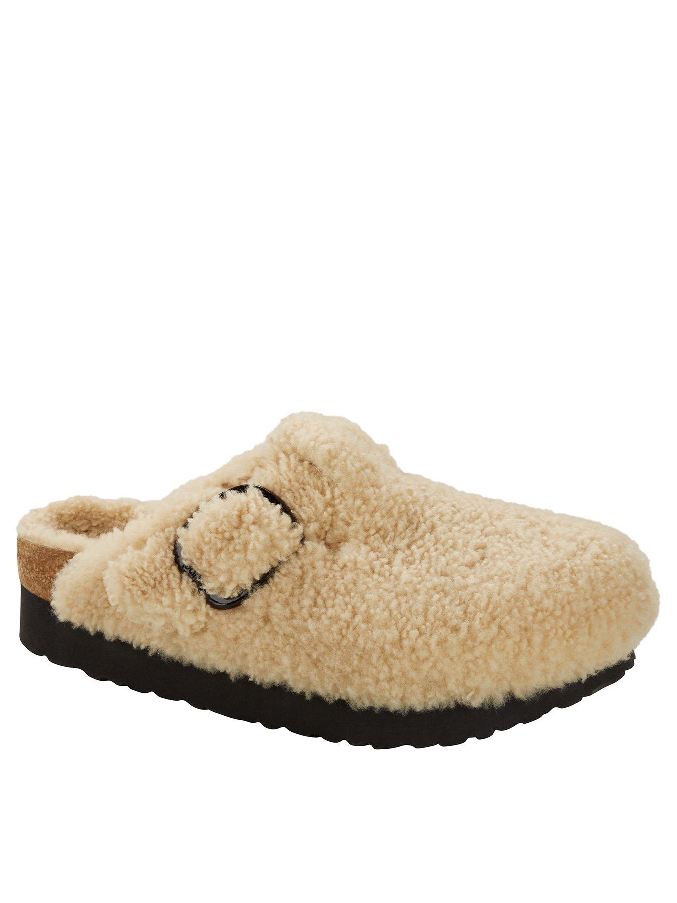 Birkenstock Boston Big Buckle Platform Fur Eggshell