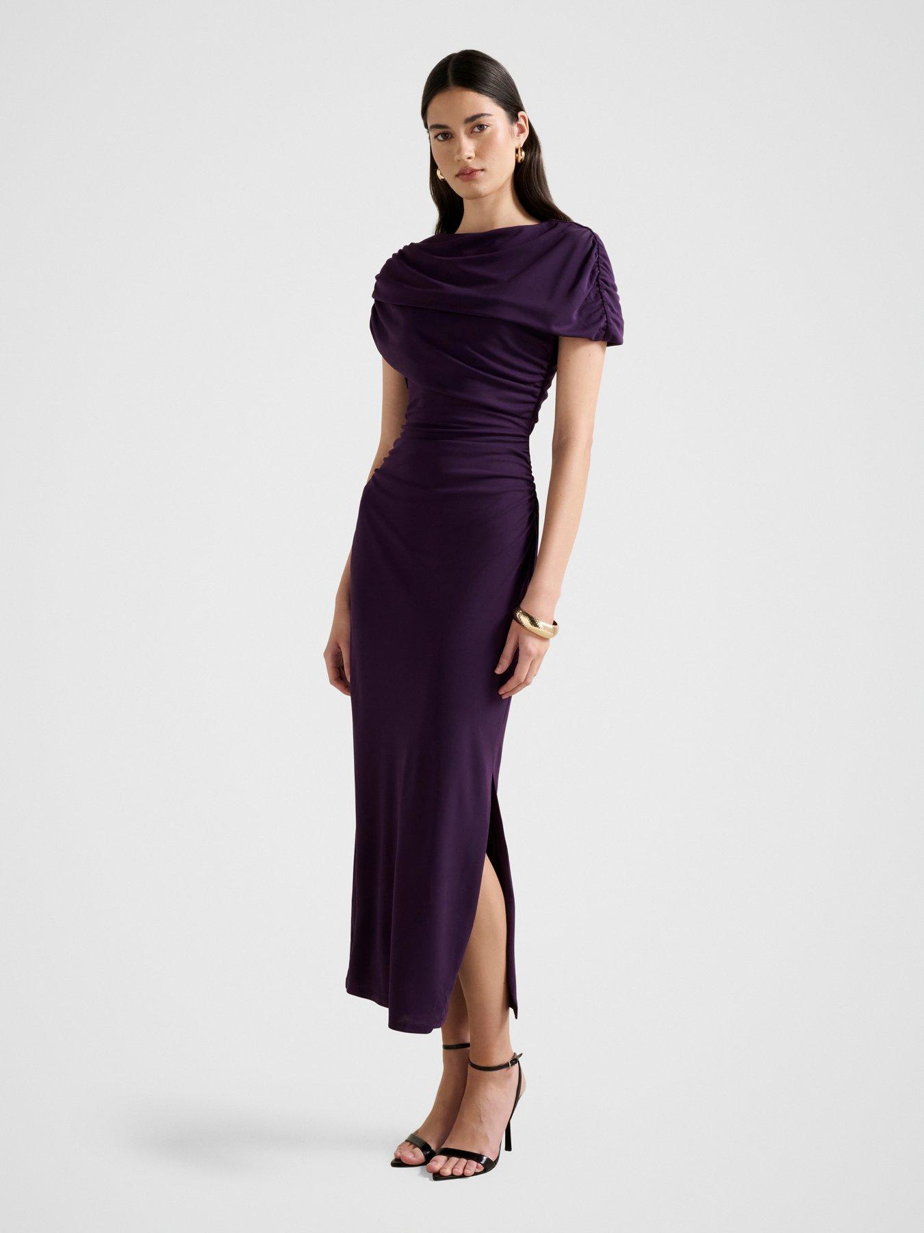 open lace back dress Forever 21 Ruched V-Neck Mini Dress Dark Purple Small at Amazon Women's  Clothing store main image 1