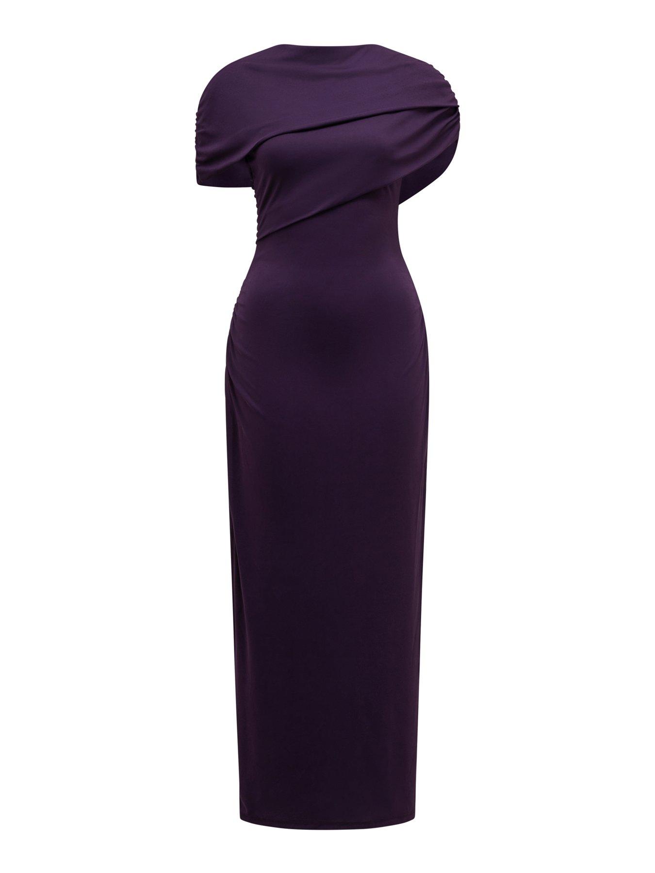 stillFront image of forever-new-kori-draped-midi-dress-purple