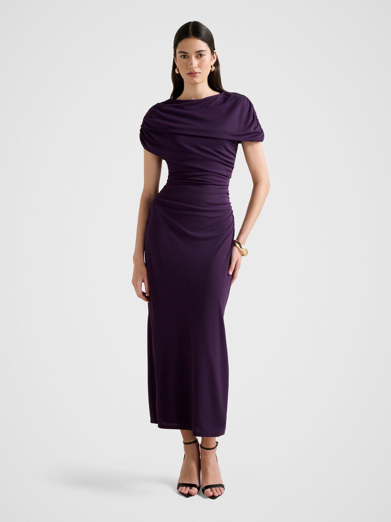  image of forever-new-kori-draped-midi-dress-purple