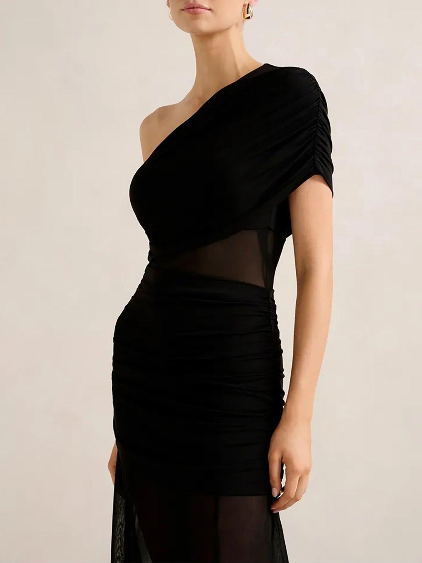  image of forever-new-harley-asym-jersey-cut-out-dress-black