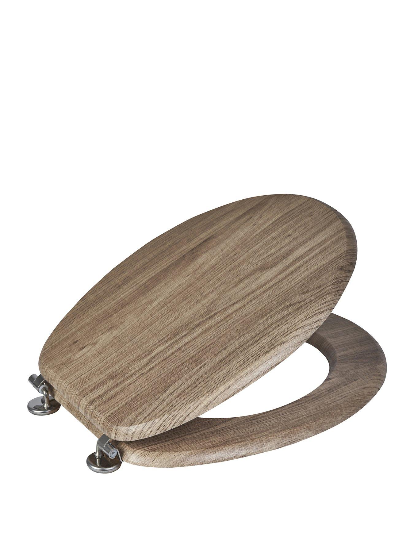 undefined Oxford Toilet Seat Antique Pine / Chrome (stainless Steel Hinges)