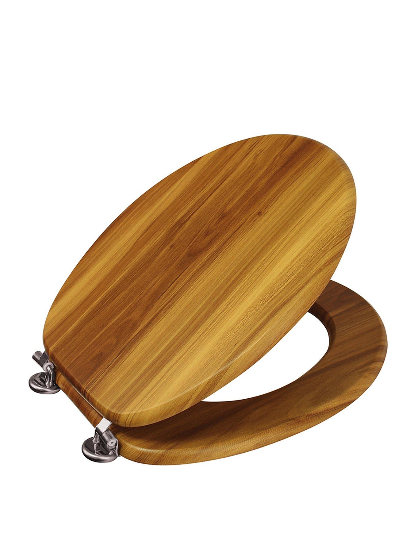 undefined Oxford Toilet Seat Antique Pine / Chrome (stainless Steel Hinges)