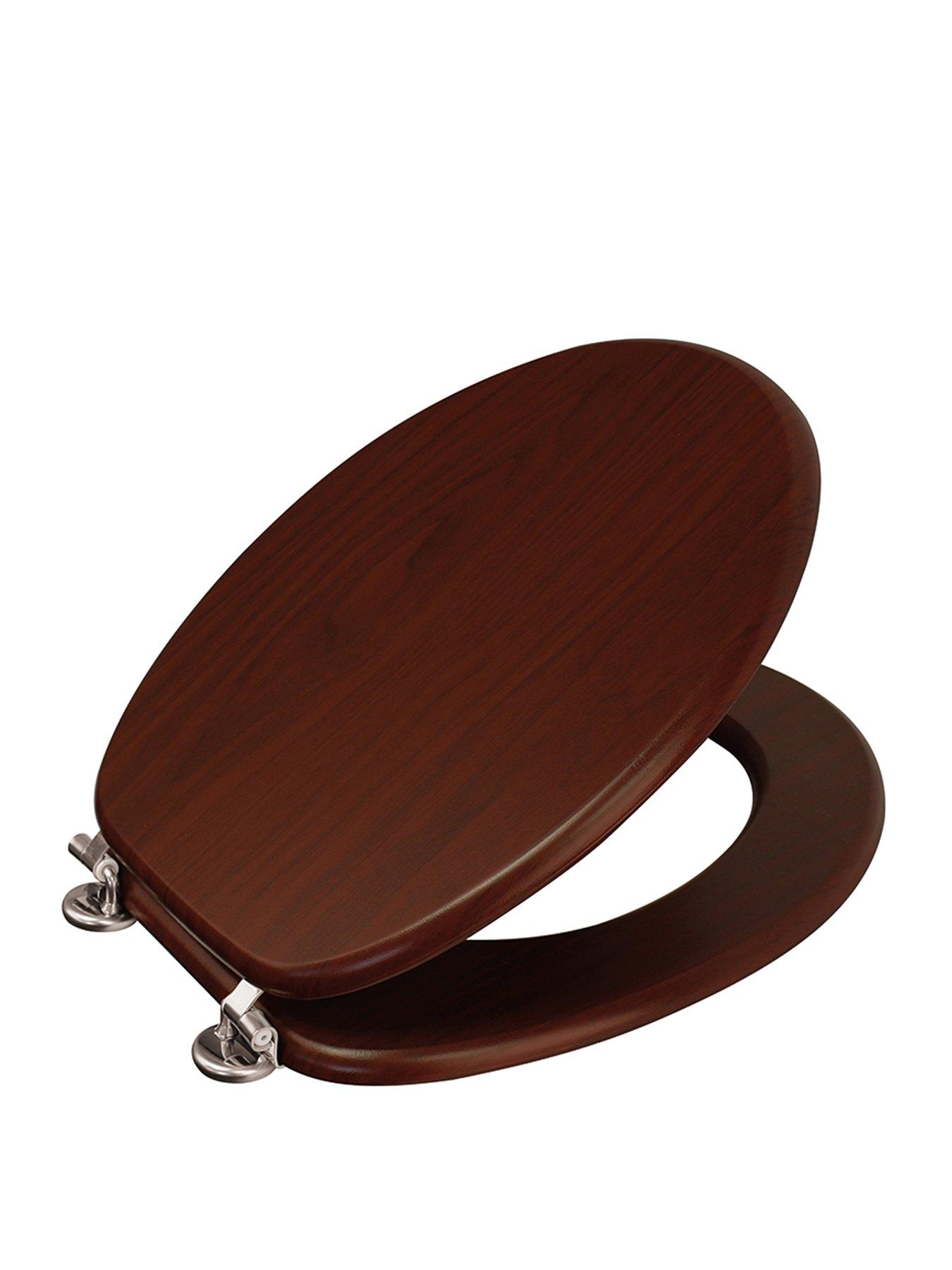 Showerdrape Oxford Toilet Seat Antique Pine / Chrome (stainless Steel Hinges)