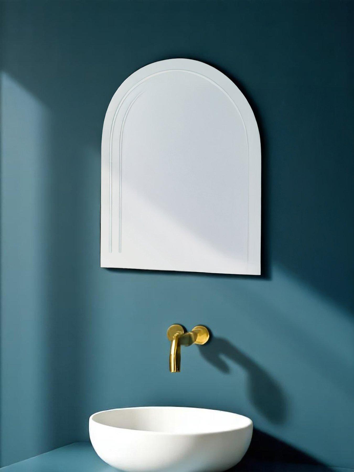 Showerdrape Soho Arched Oval Frameless Diamond Cut Bathroom Mirror 60 x 45cm