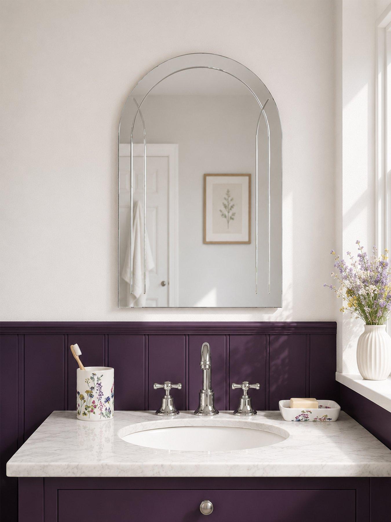 Showerdrape Soho Diamond Cut Arch Mirror 60 X 45cm