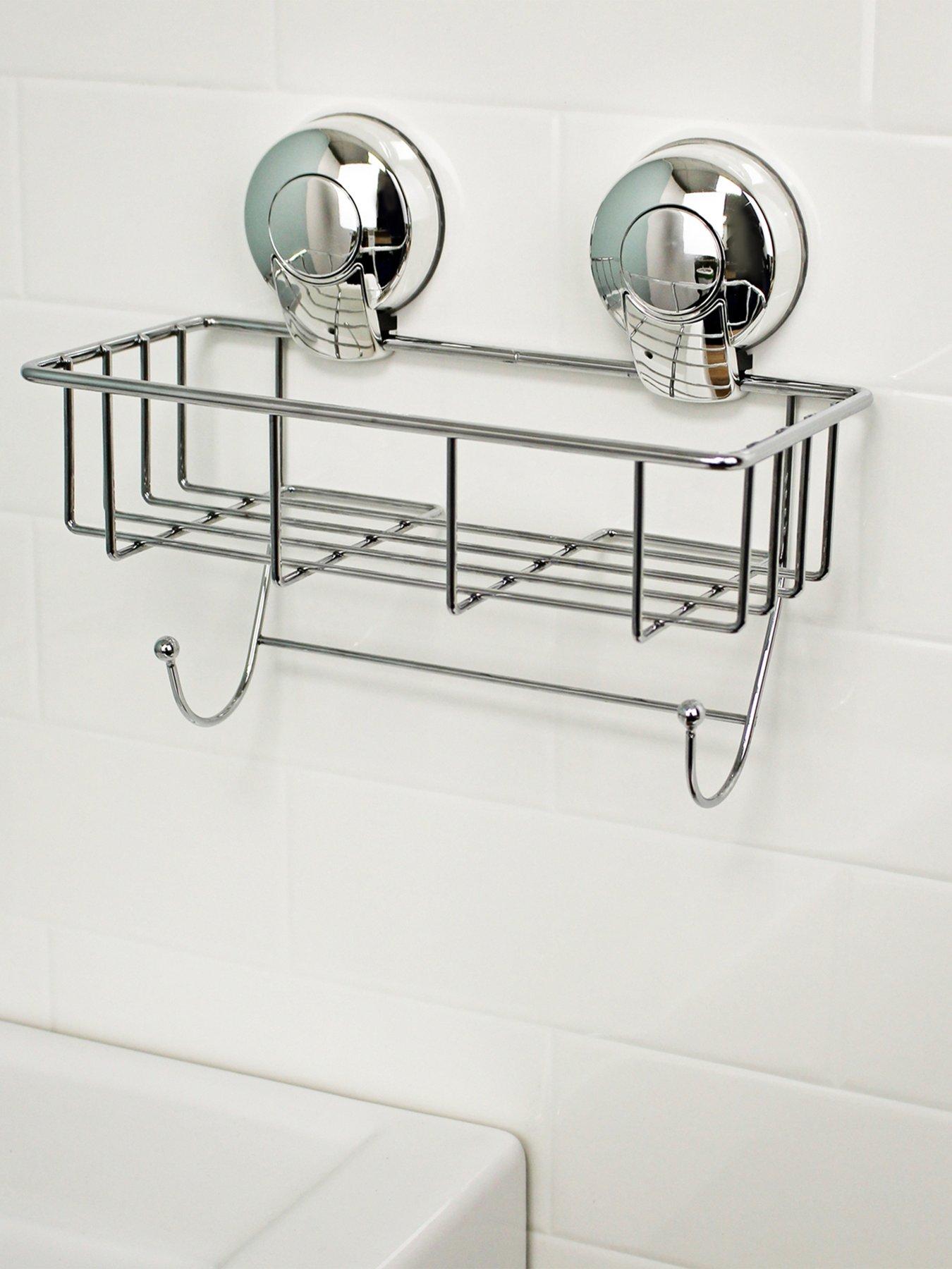 Image 1 of 5 of Showerdrape SuctionLoc Chrome Sponge Shower Basket