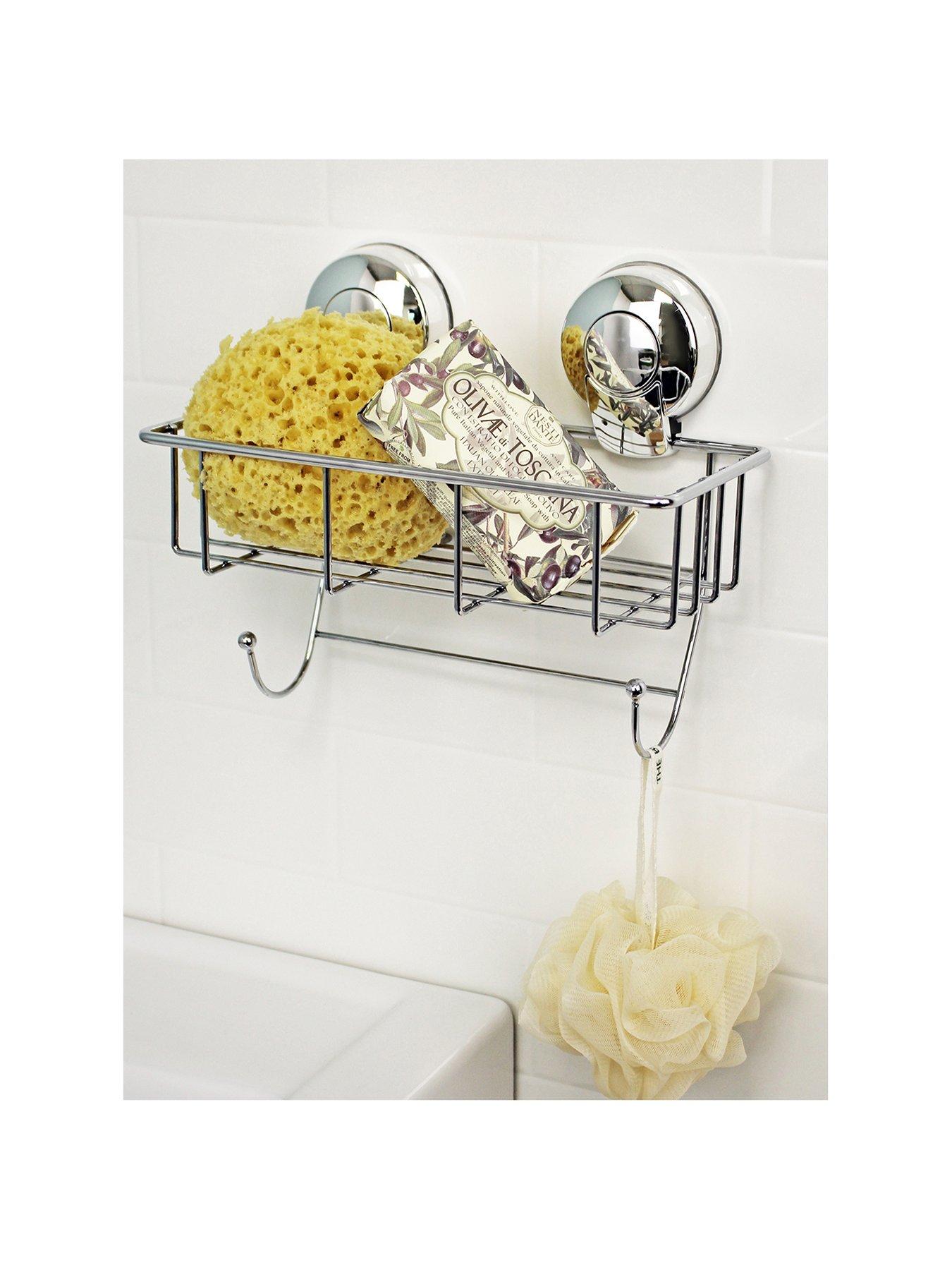 Image 2 of 5 of Showerdrape SuctionLoc Chrome Sponge Shower Basket