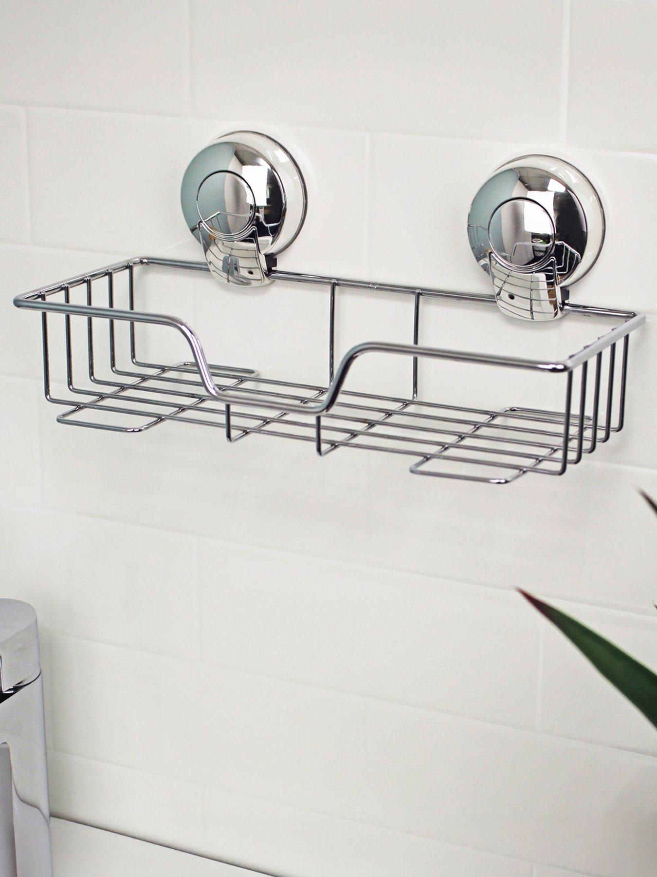 undefined SuctionLoc Chrome Rectangular Shower Basket