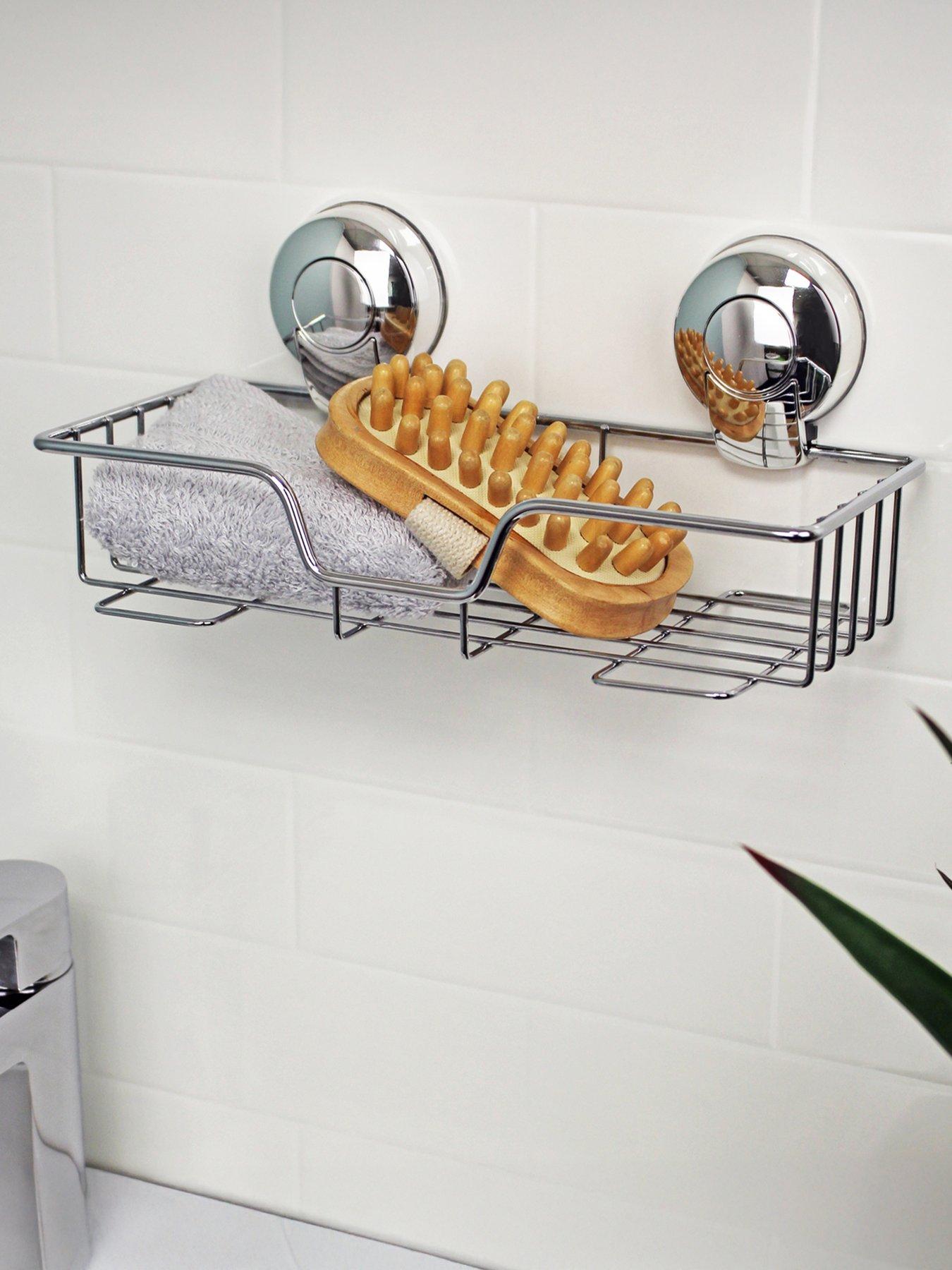 Image 4 of 4 of Showerdrape SuctionLoc Chrome Rectangular Shower Basket