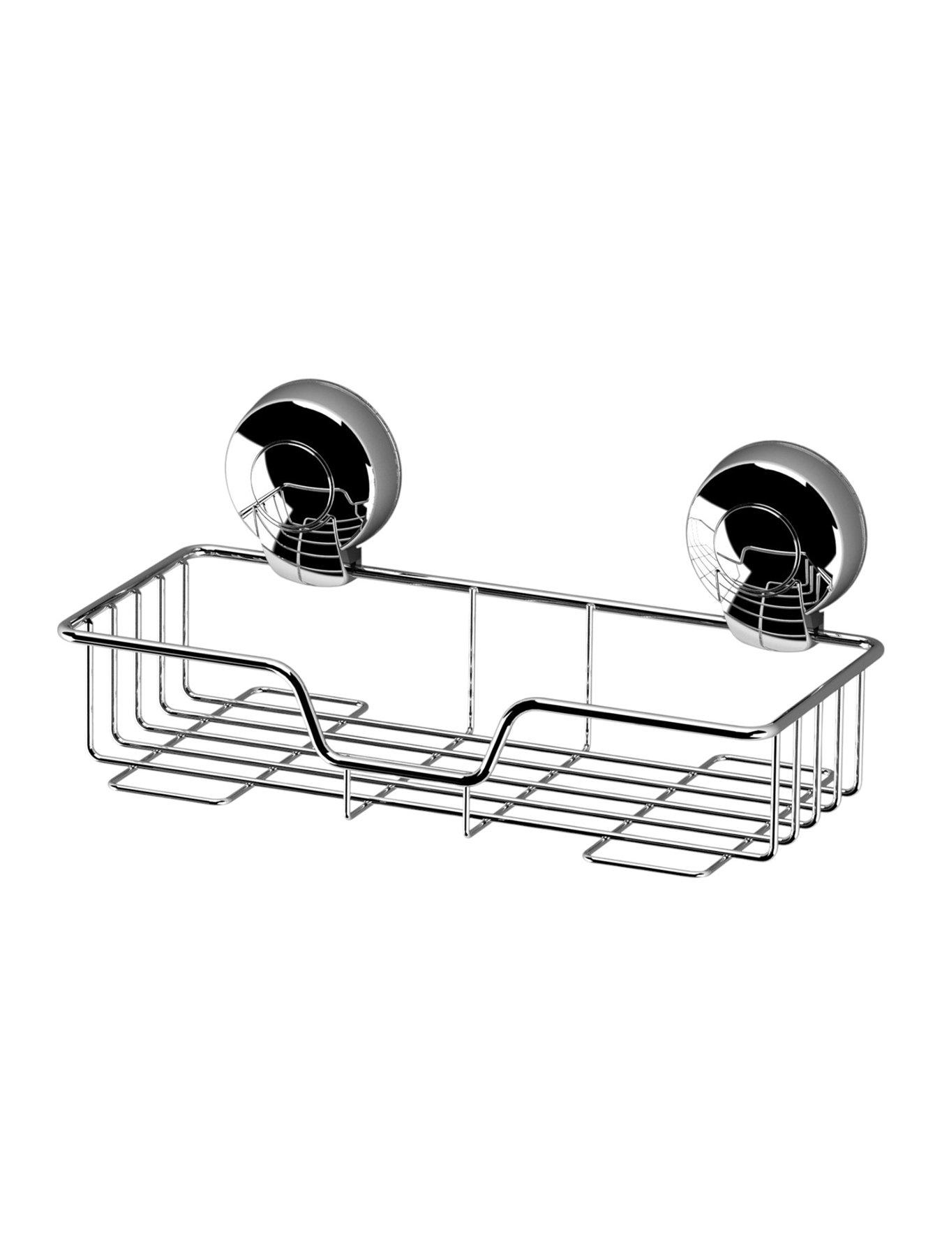 Image 6 of 6 of Showerdrape Suctionloc Black Suction Wall Mounted Rectangular Basket with Mounting Discs
