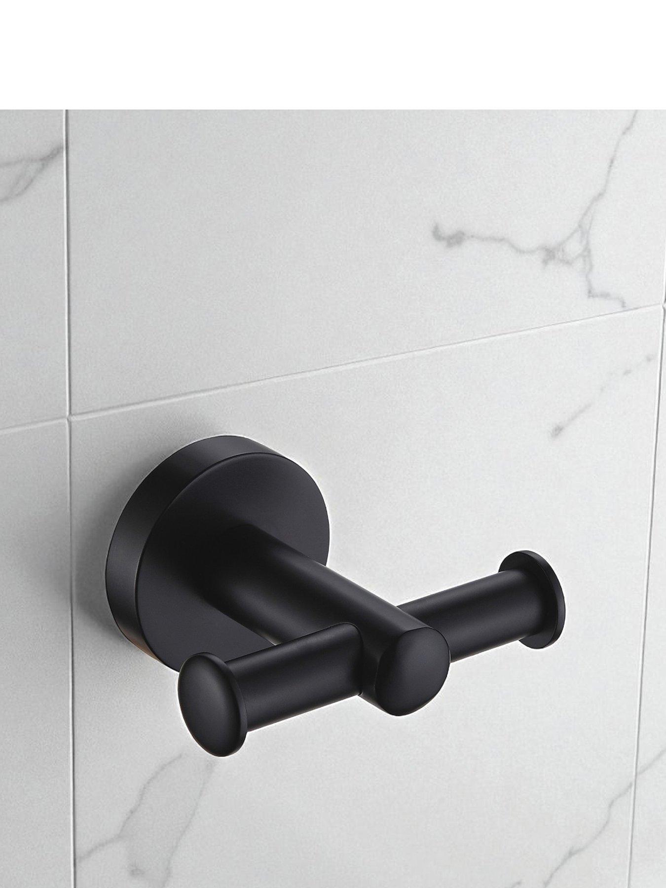 Image 2 of 7 of Showerdrape Modernity Black Steel Wall Mounted 3 Piece Bathroom Accessory Set
