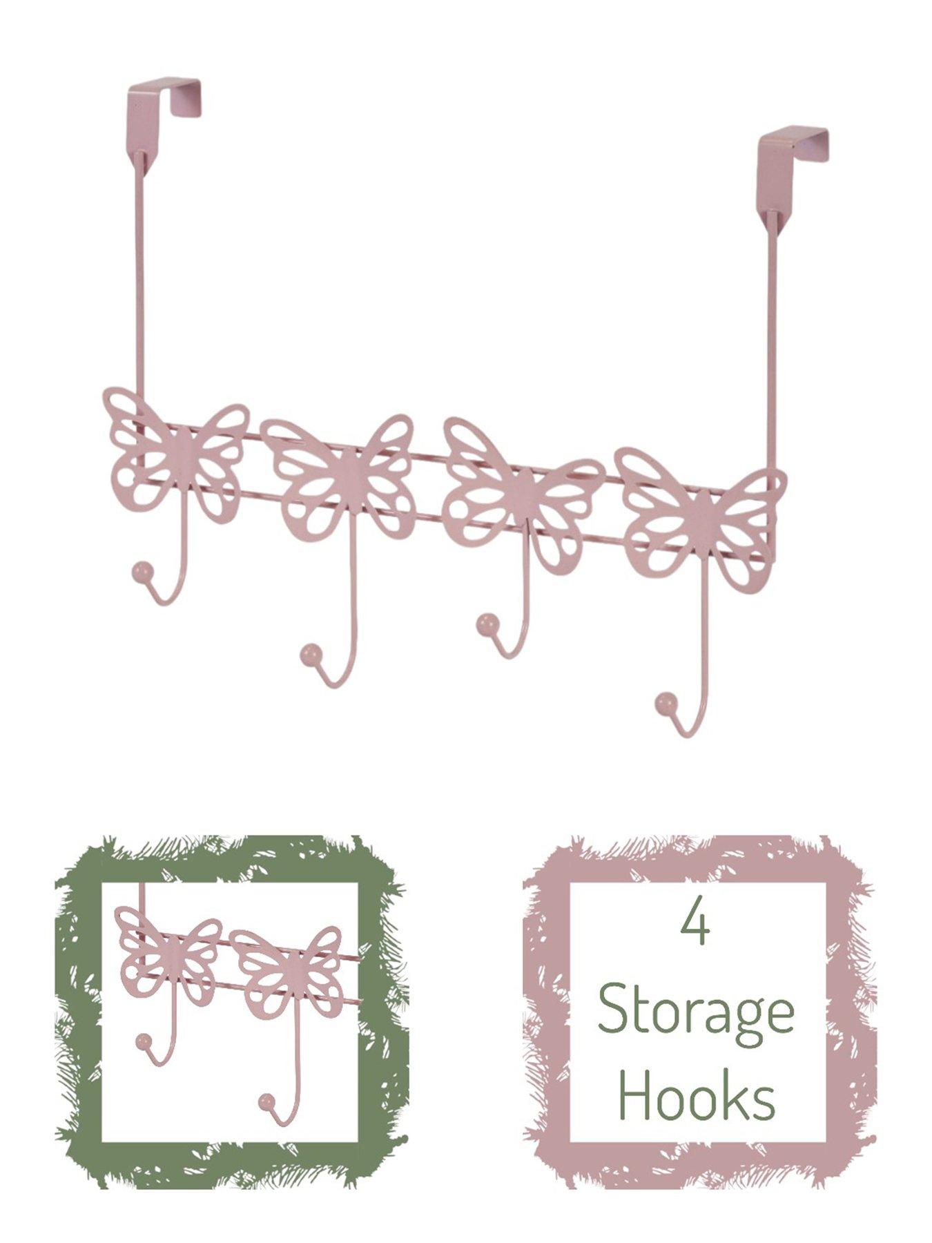 image of showerdrape-butterflies-over-door-hooks-pink