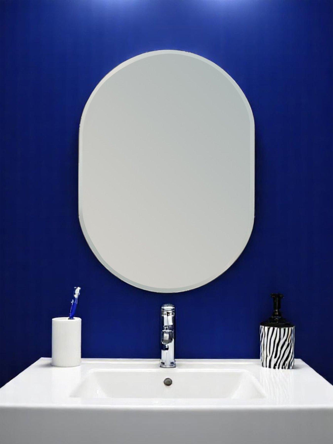 Showerdrape Lincoln Oval Frameless Bevelled Edge Bathroom Mirror