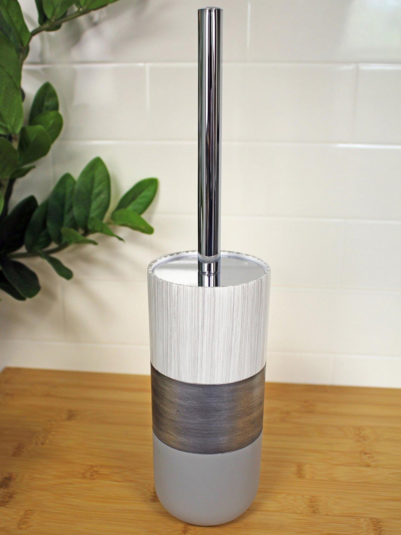 undefined Luxe Grey & White Toilet Brush & Holder