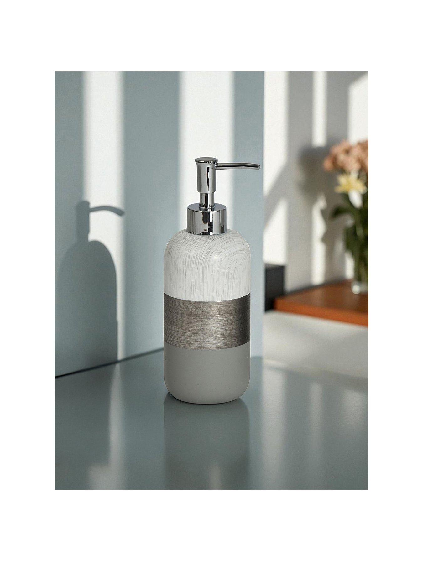 Image 2 of 7 of Showerdrape Luxe Grey/White 4 Piece Bathroom Accessory Set
