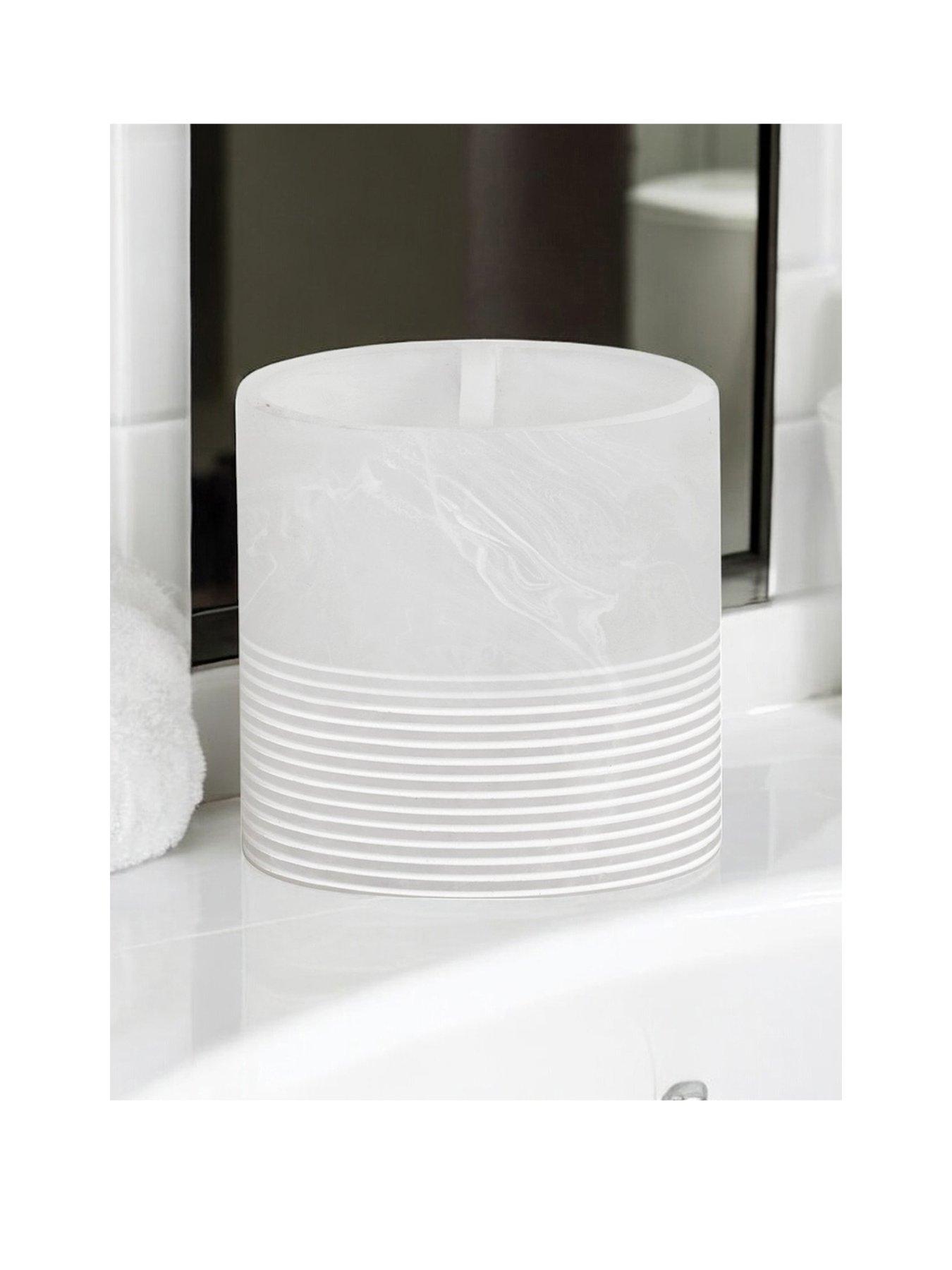 Showerdrape Bianco Frost Onyx White Striped Toothbrush Holder