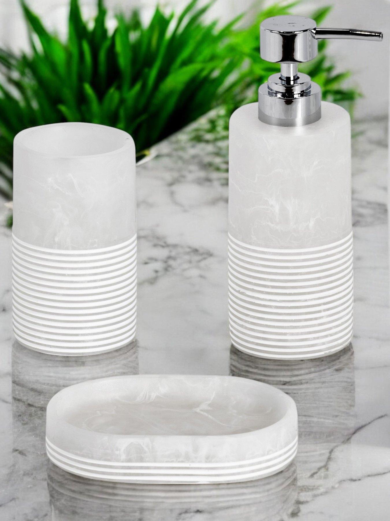undefined Bianco Set Of 3 (soap Dish, Tumbler, Liquid Soap Dispenser)