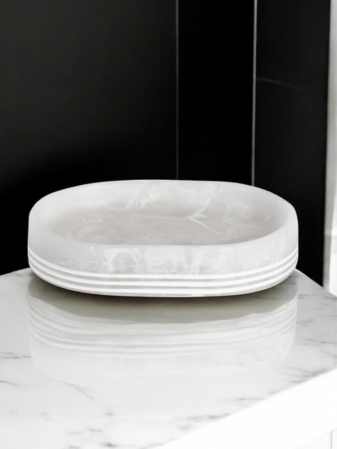 Image 5 of 7 of Showerdrape Bianco White Onyx Set Of 3 (soap Dish, Tumbler, Liquid Soap Dispenser)