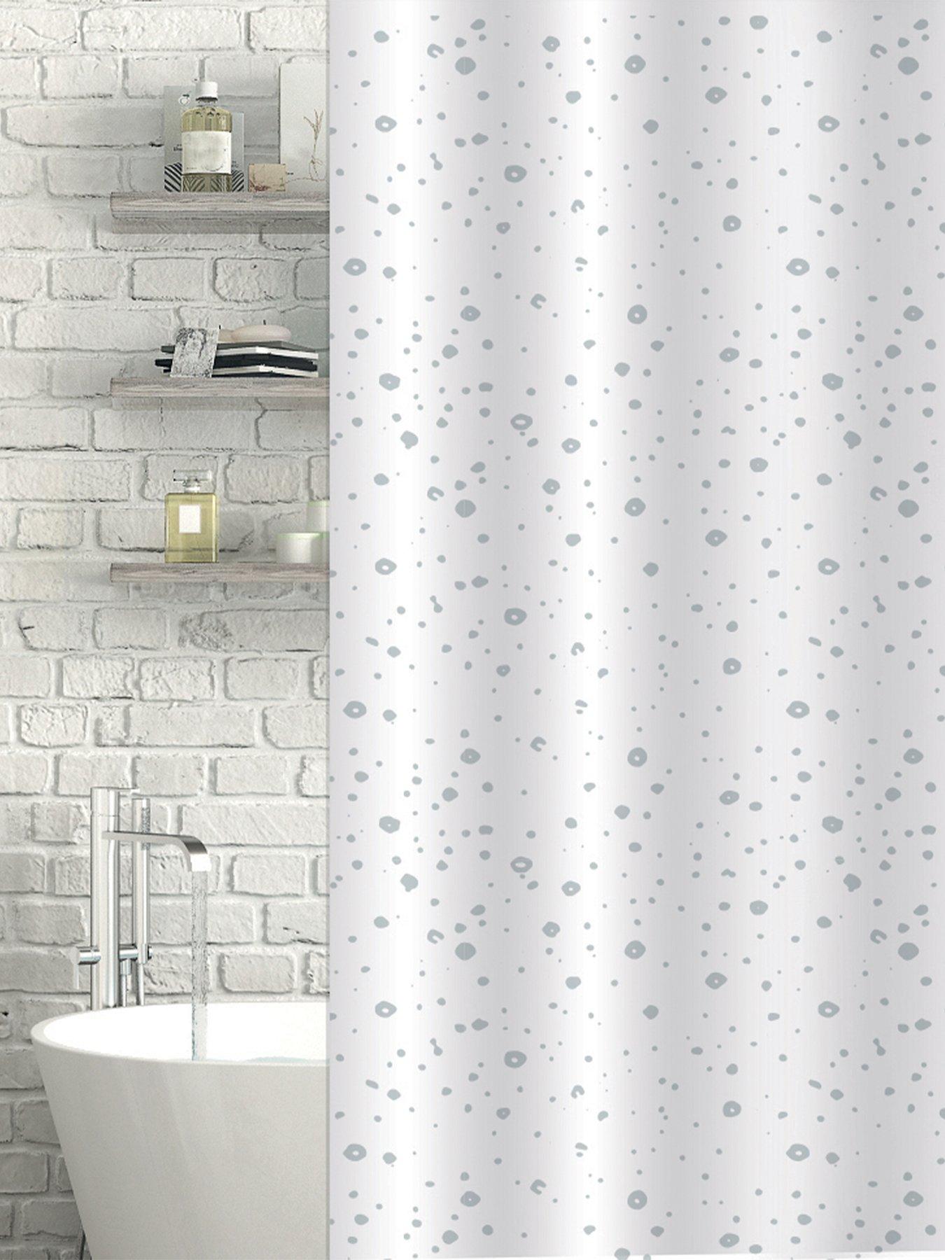 Showerdrape Droplets White & Grey Shower Curtain