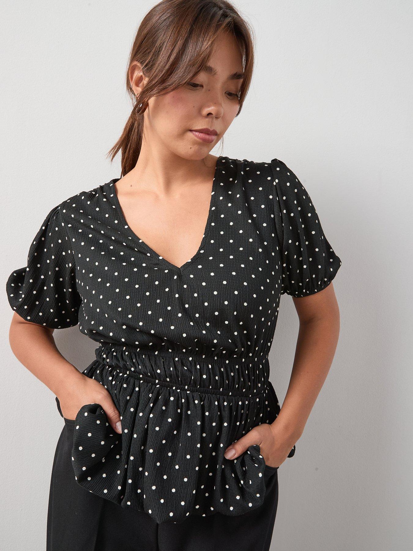 undefined Spot Bow Peplum Top - Print