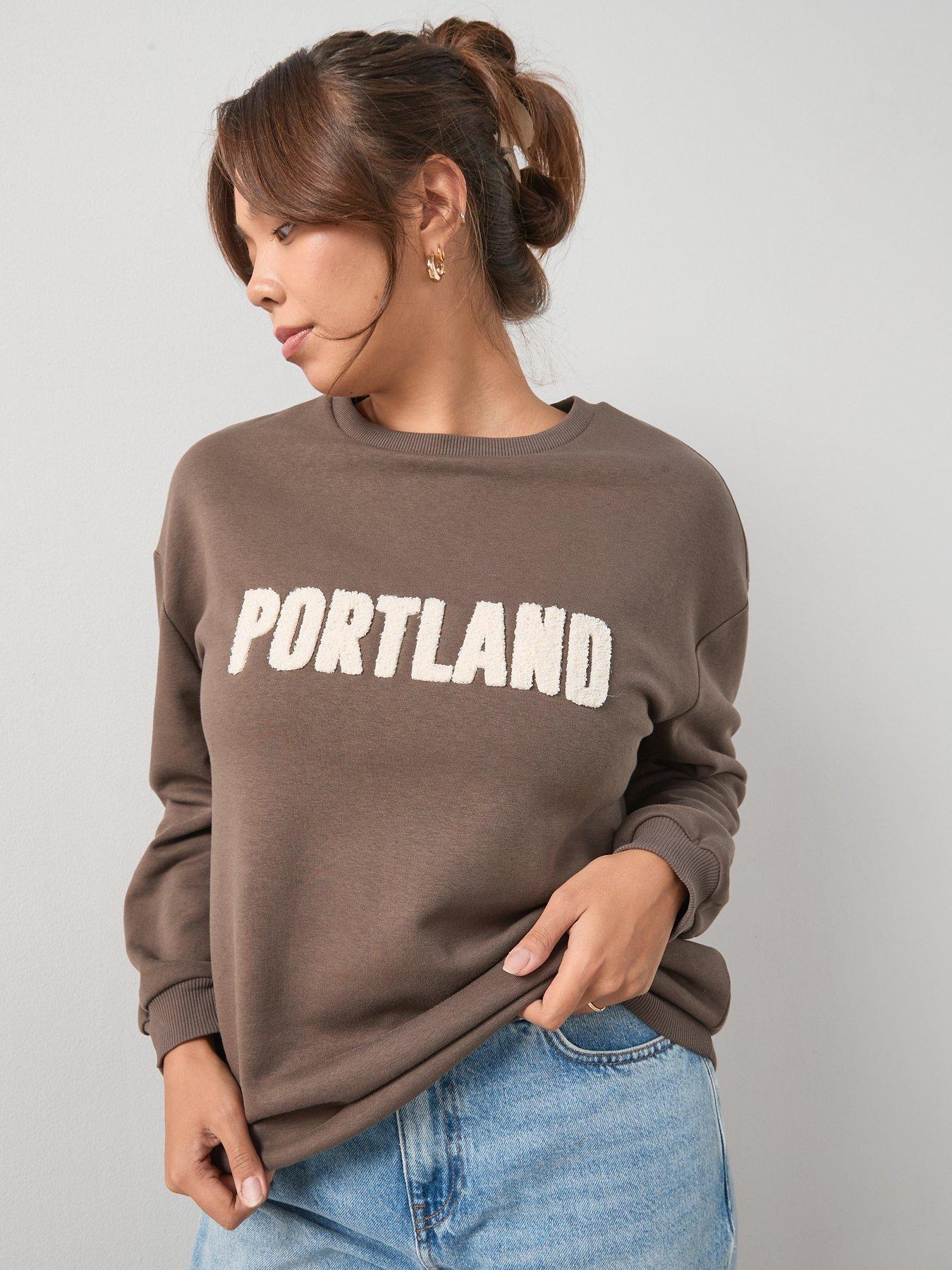 undefined Slogan Longline Sweat - Brown