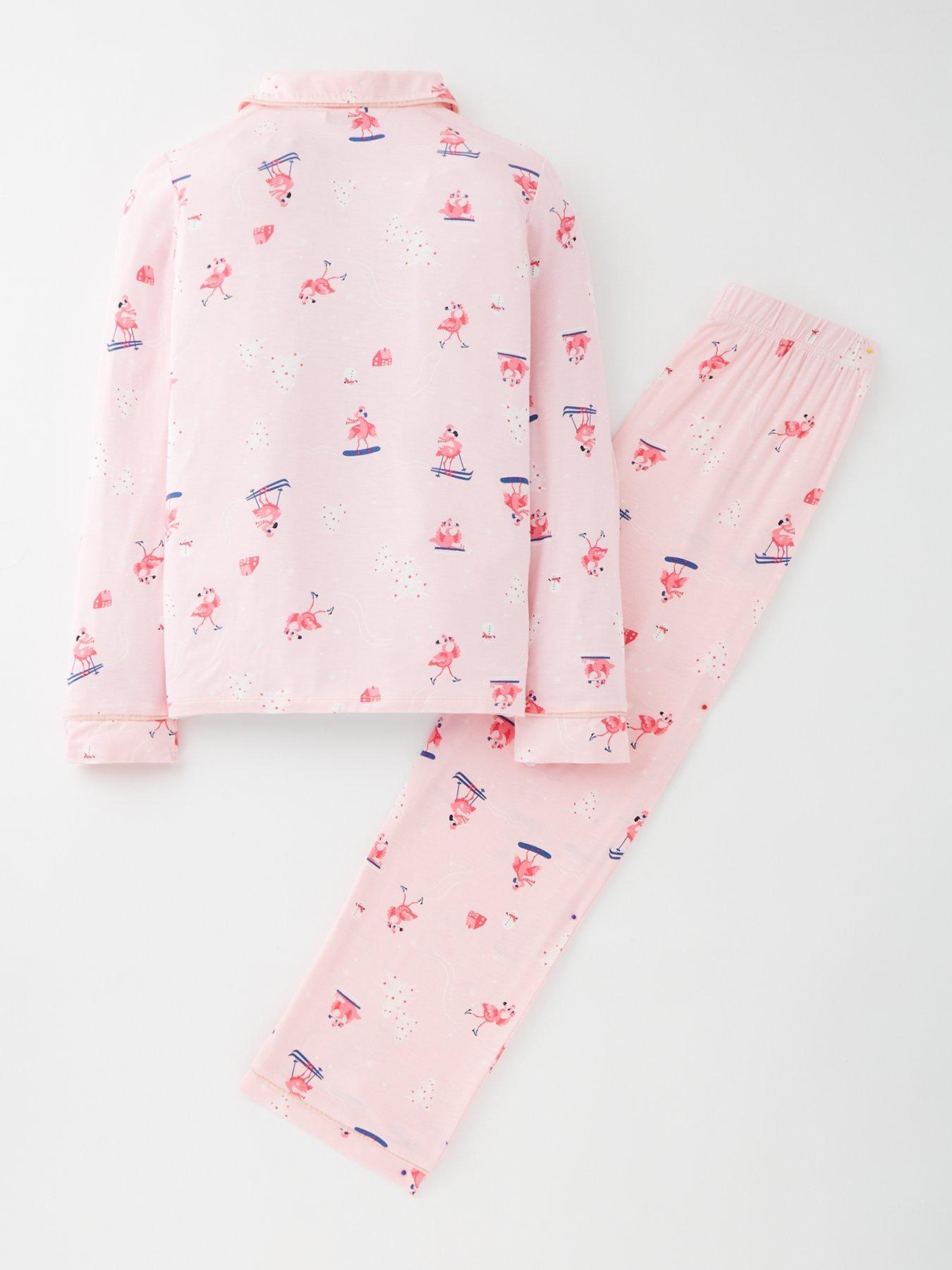 Image 3 of 5 of The Very Collection Girls Family Christmas Pyjamas Flamingo Mini Me Set - Pink
