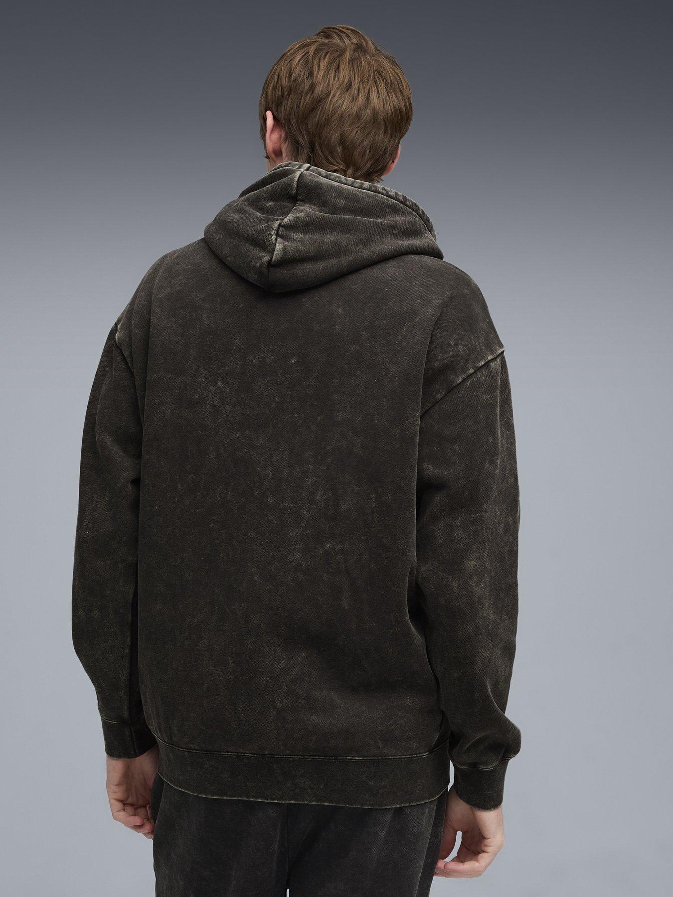 Image 2 of 5 of Puma Mens Essentials Elevated Relaxed Wash Hoodie Fleece - Black