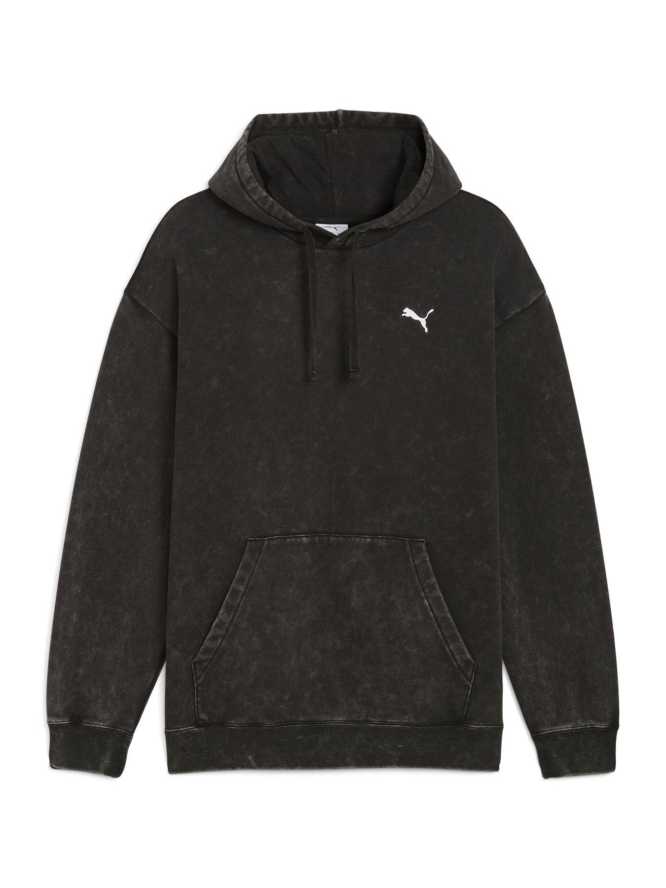 Image 4 of 5 of Puma Mens Essentials Elevated Relaxed Wash Hoodie Fleece - Black