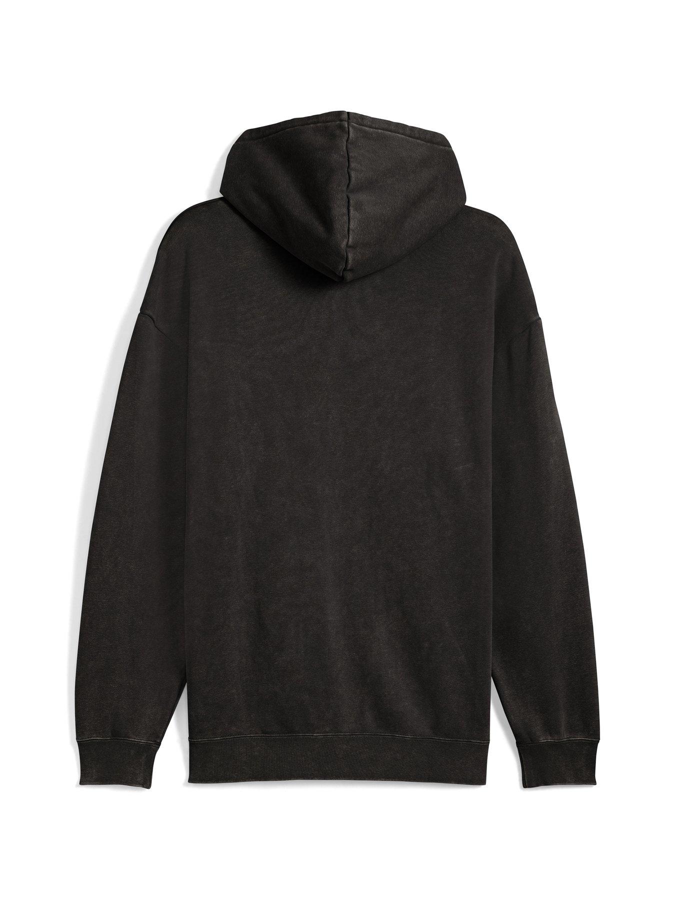 Image 5 of 5 of Puma Mens Essentials Elevated Relaxed Wash Hoodie Fleece - Black