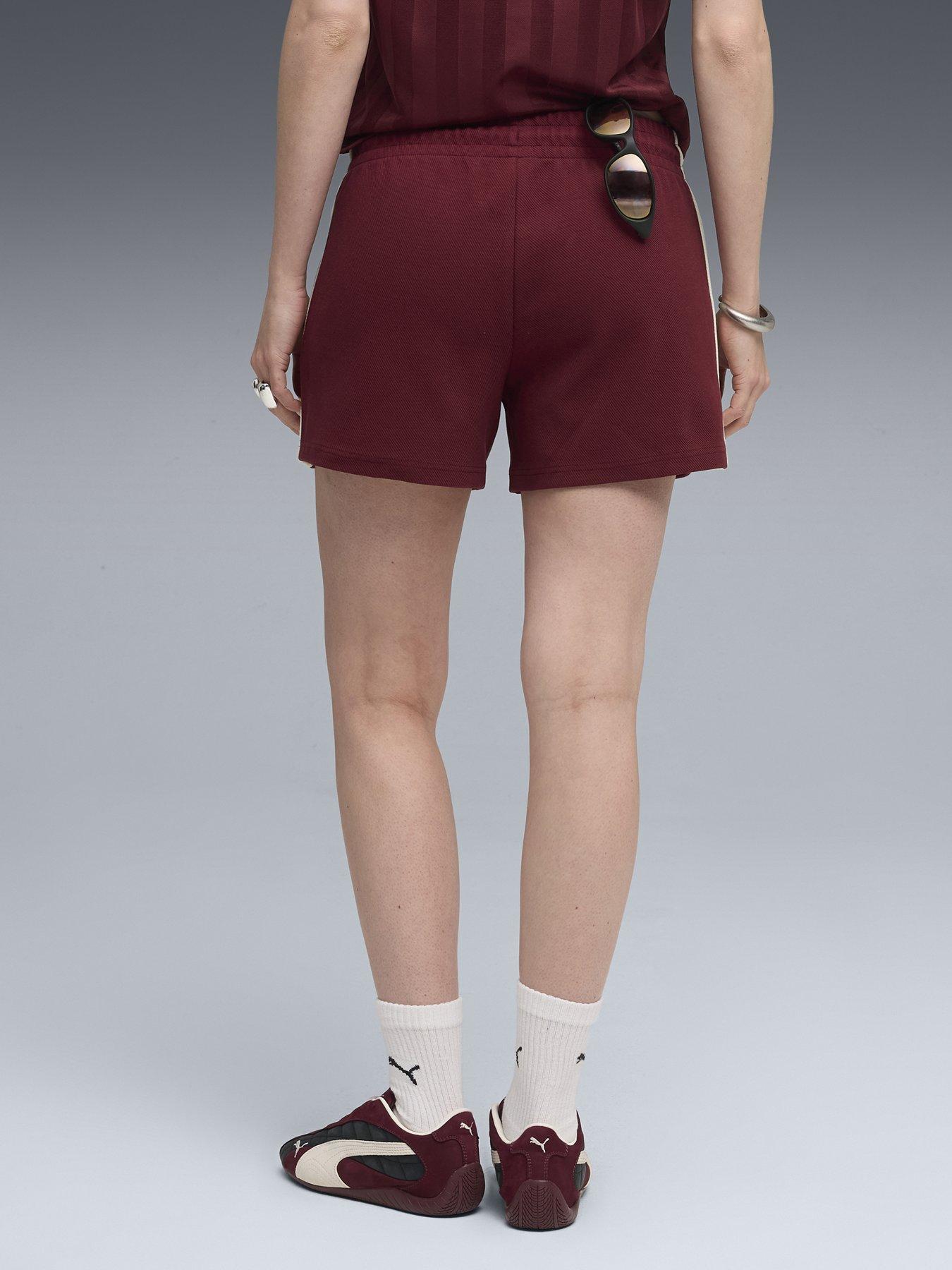  image of puma-womens-t7-pintuck-shorts-4inch-red