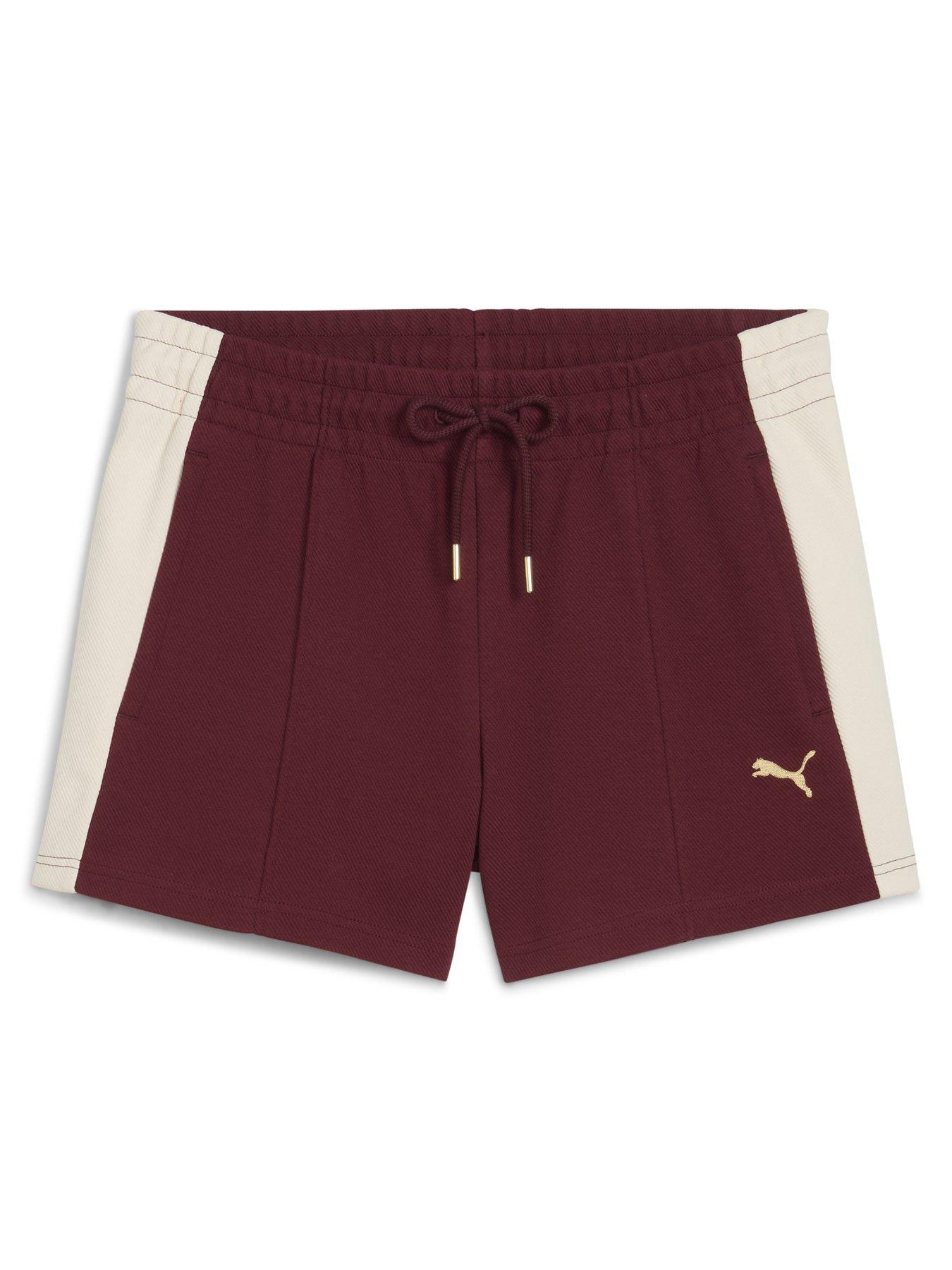  image of puma-womens-t7-pintuck-shorts-4inch-red