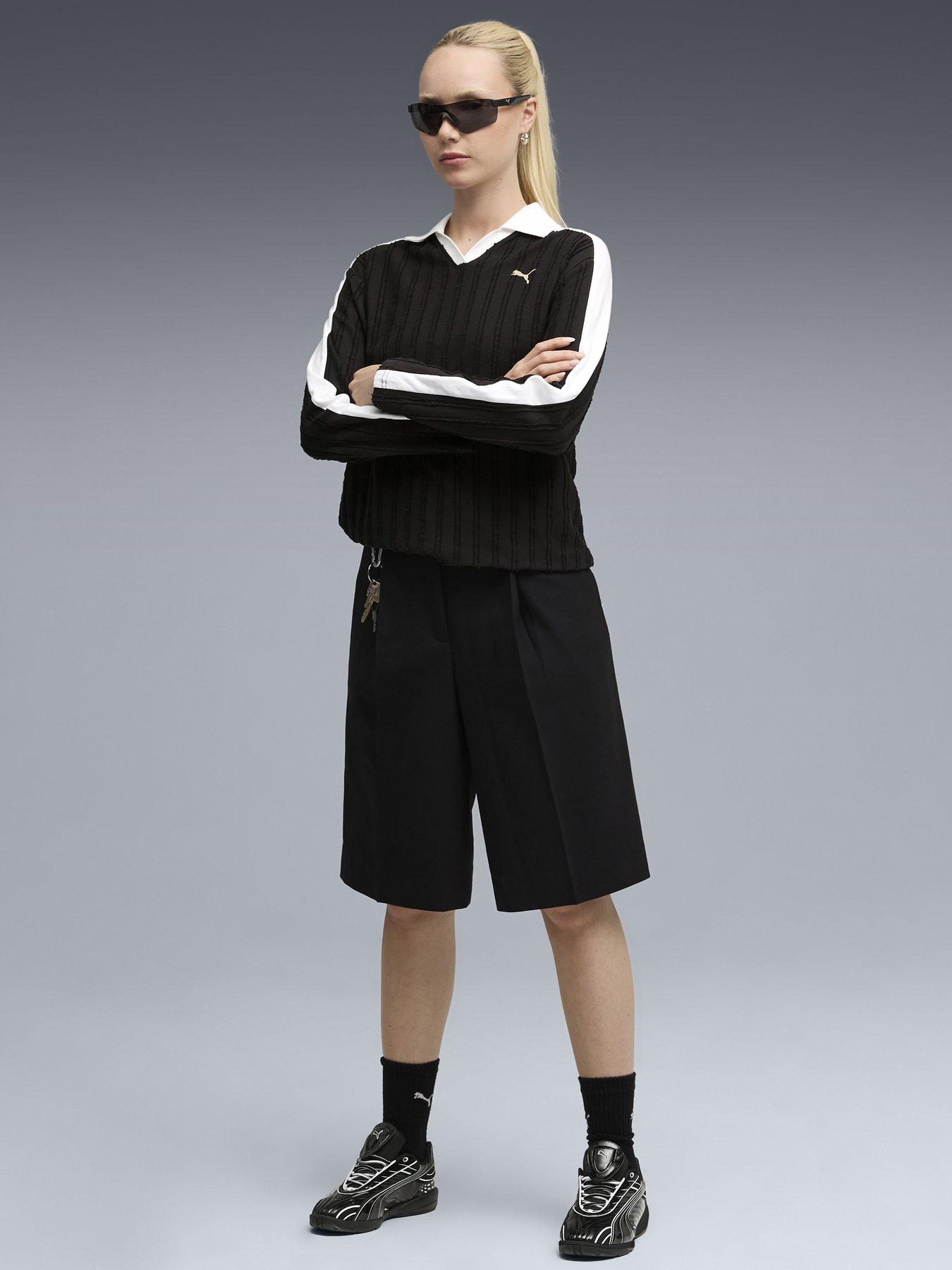 Image 3 of 5 of Puma Womens T7 Relaxed Long Sleeve Polo - Black