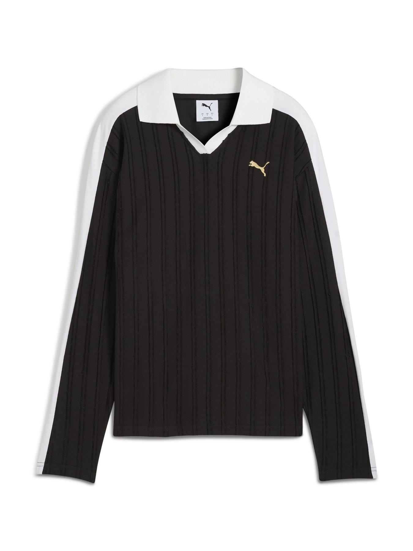 Image 4 of 5 of Puma Womens T7 Relaxed Long Sleeve Polo - Black