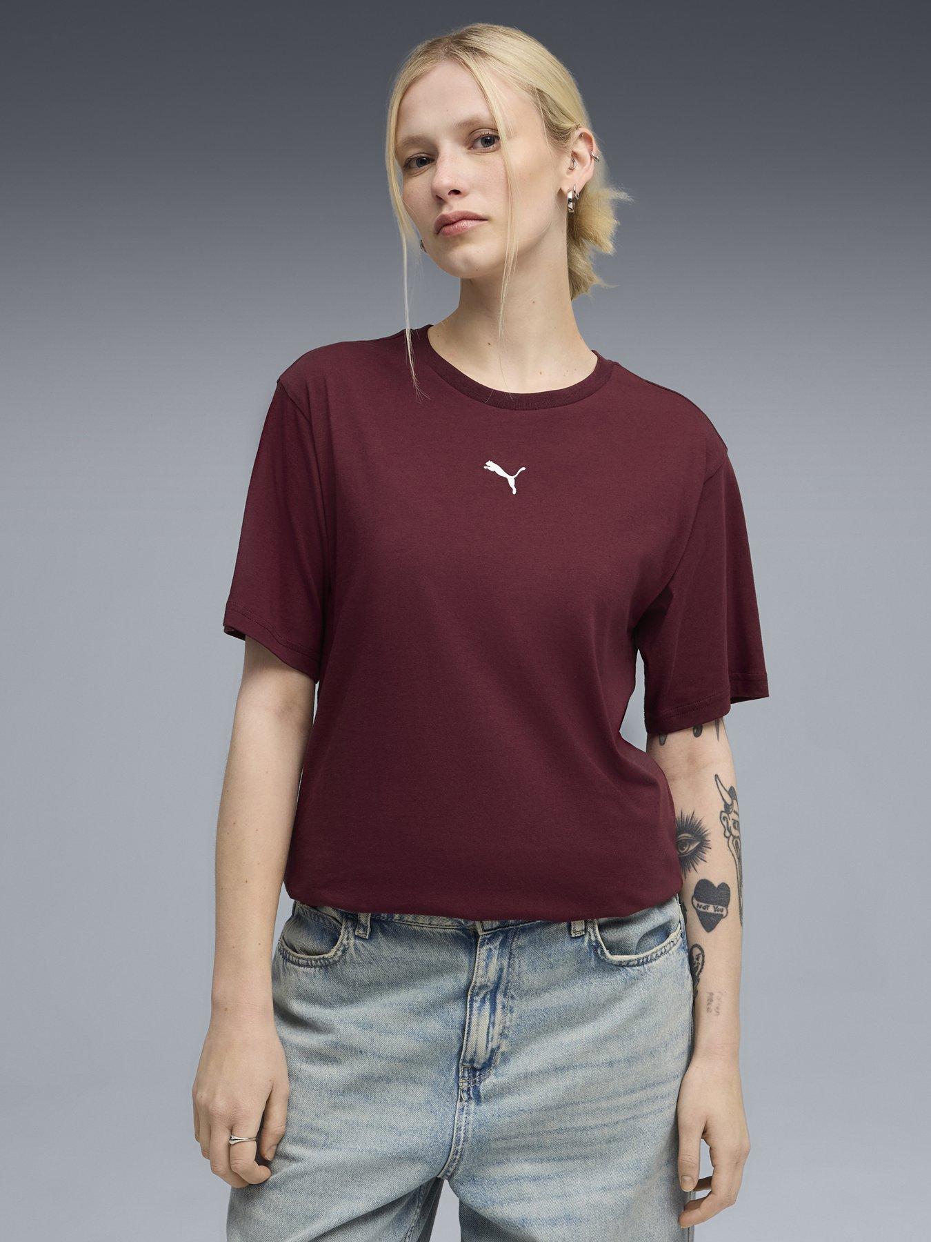 Puma Womens Essentials Relaxed Tee - Red