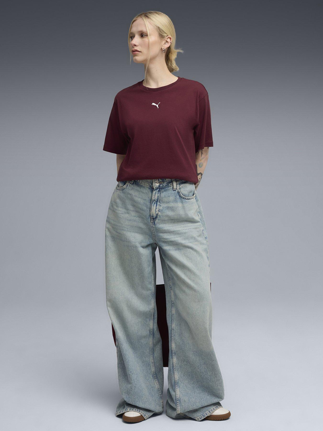 Image 3 of 6 of Puma Womens Essentials Relaxed Tee - Red