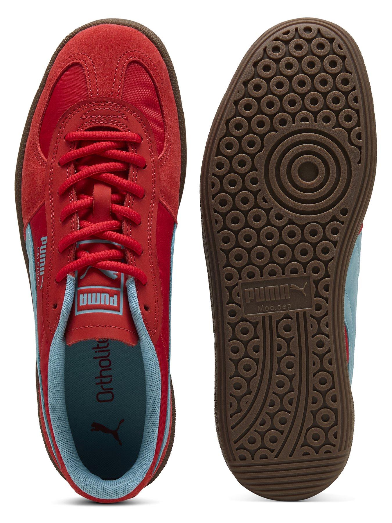  image of puma-womens-palermo-tongue-trainers-red