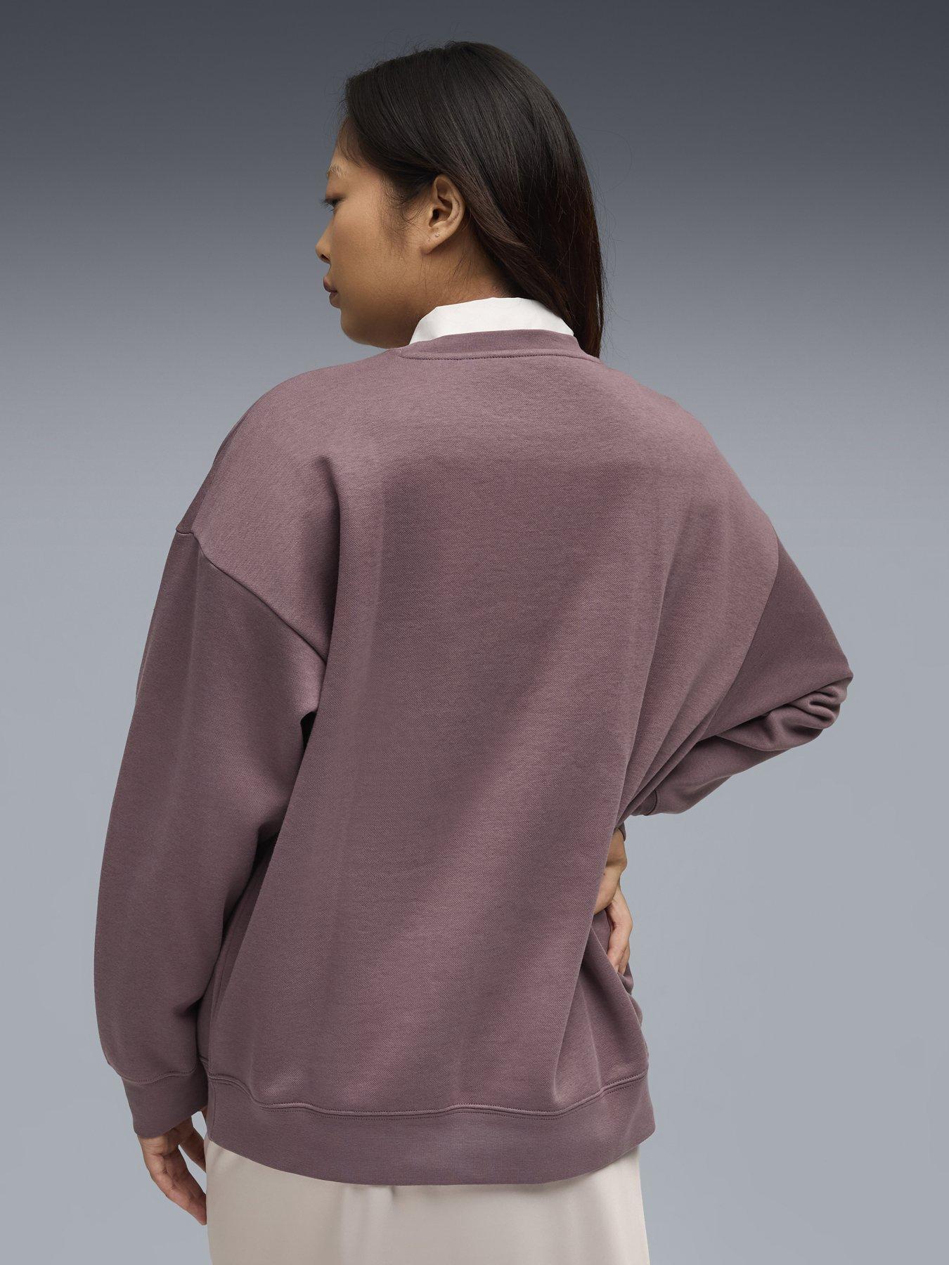  image of puma-womens-essentials-oversized-crew-fleece-red