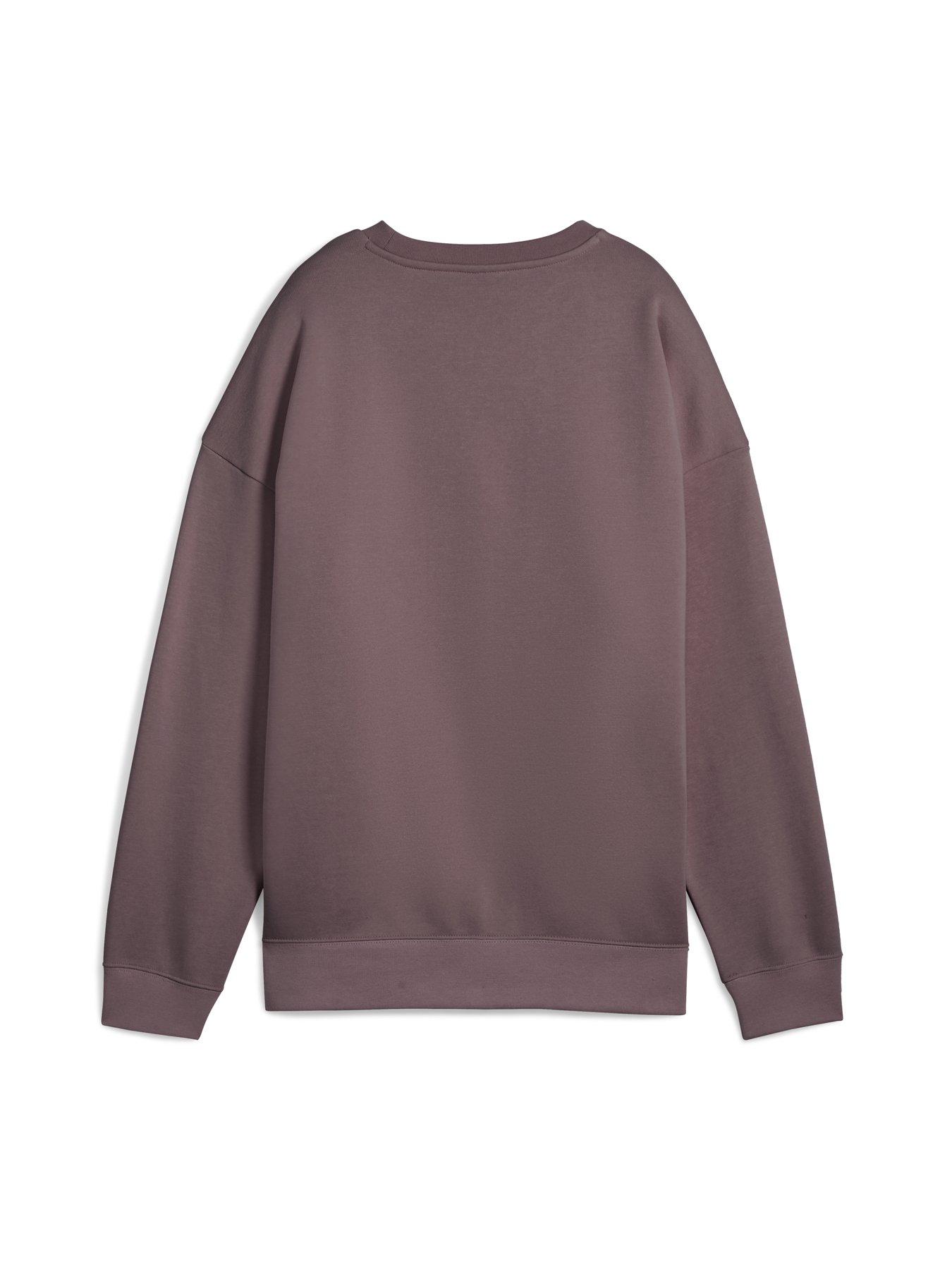  image of puma-womens-essentials-oversized-crew-fleece-red
