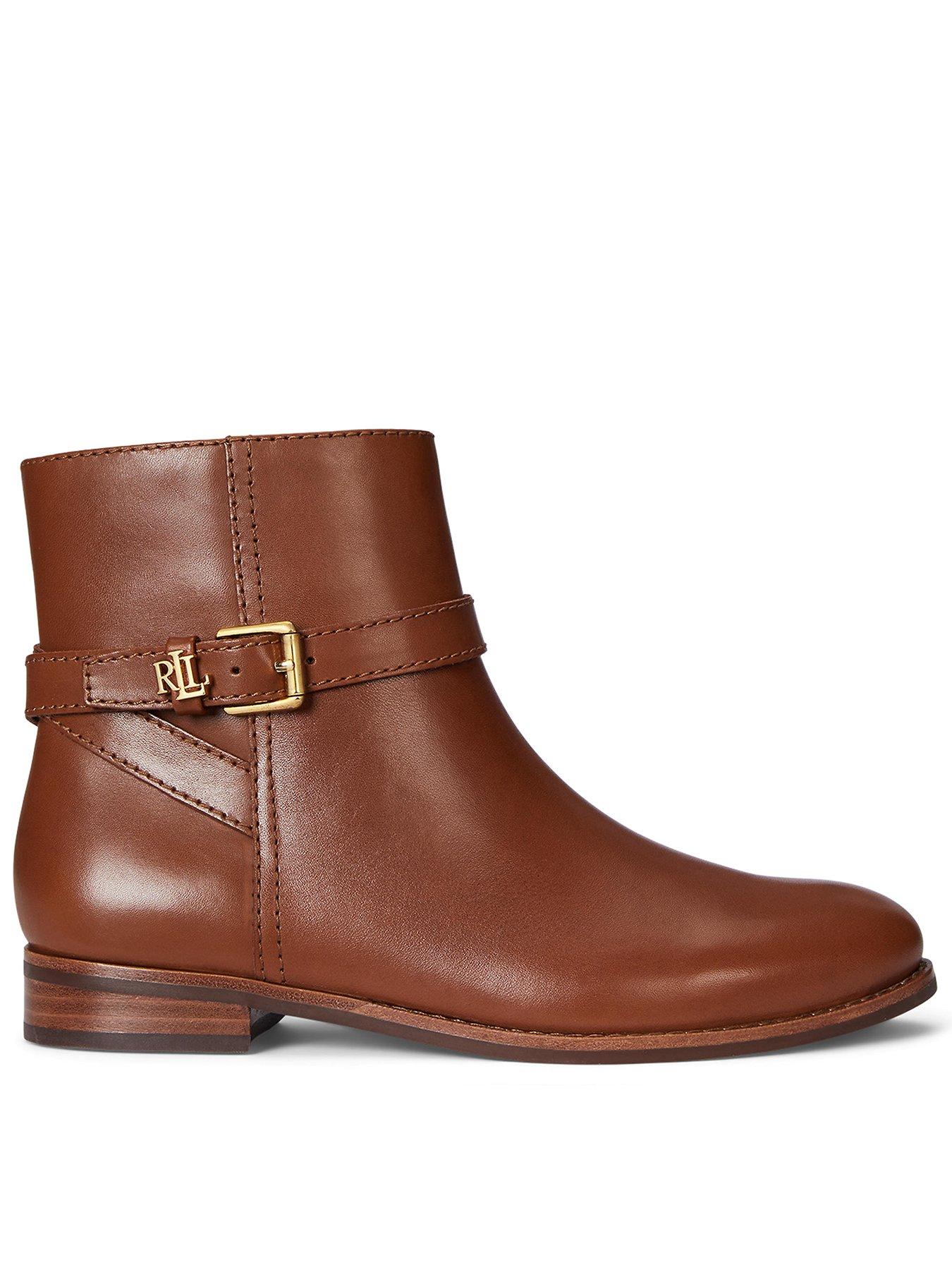 Lauren by Ralph Lauren Brooke Buckle Ankle Boots  - Brown