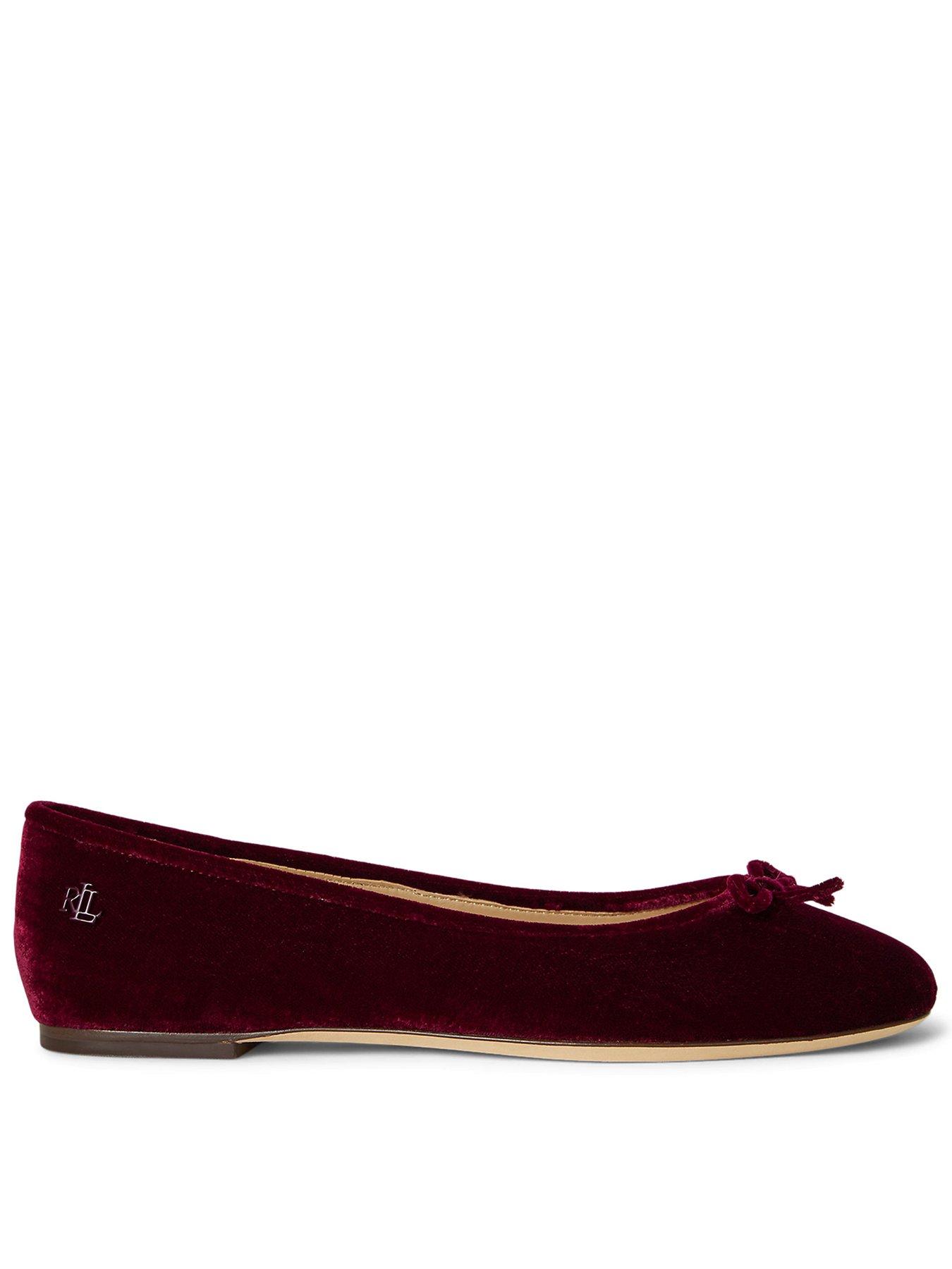  image of lauren-by-ralph-lauren-jayna-flat-velvet-ballet-shoe-garnet