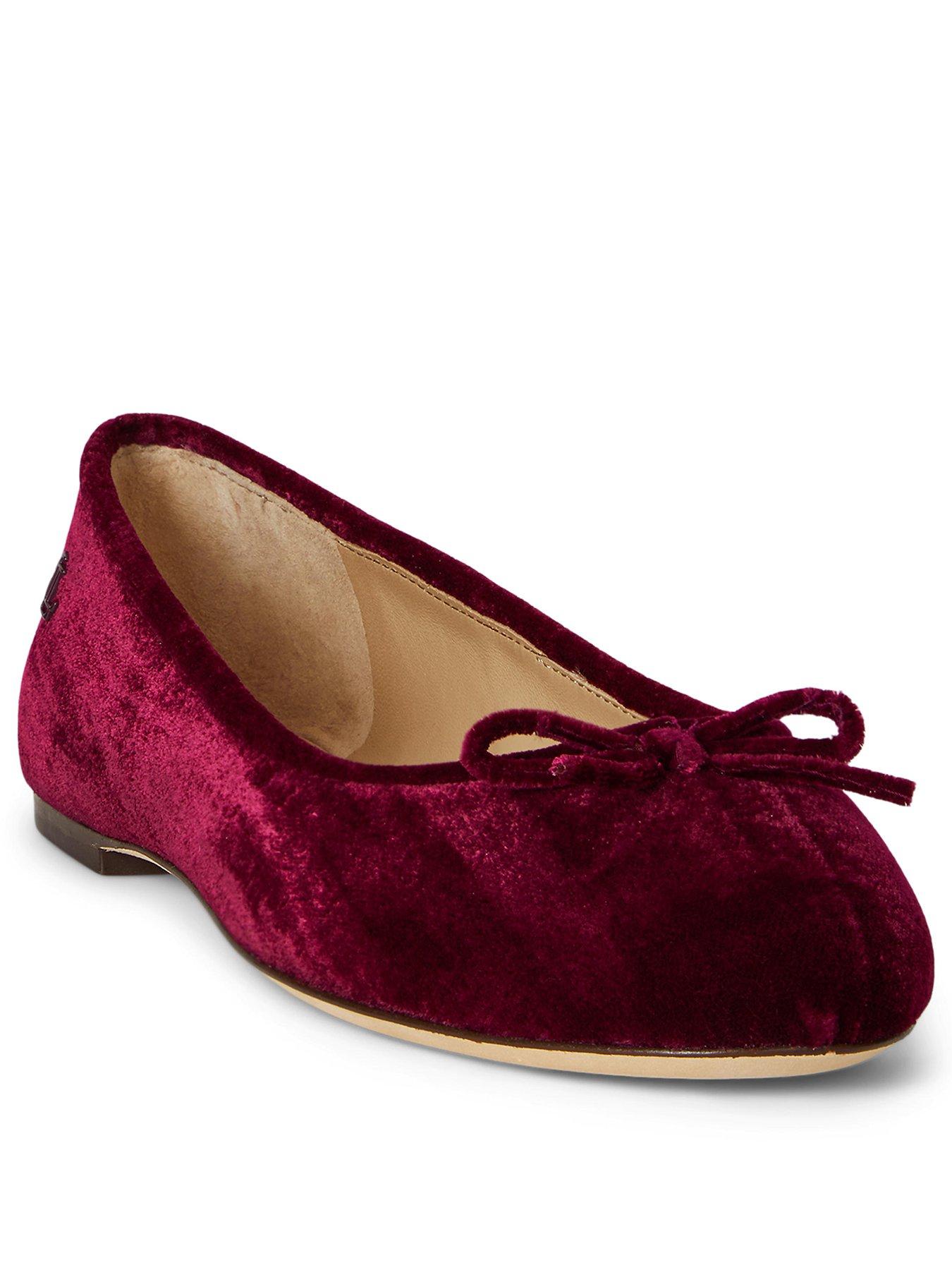  image of lauren-by-ralph-lauren-jayna-flat-velvet-ballet-shoe-garnet