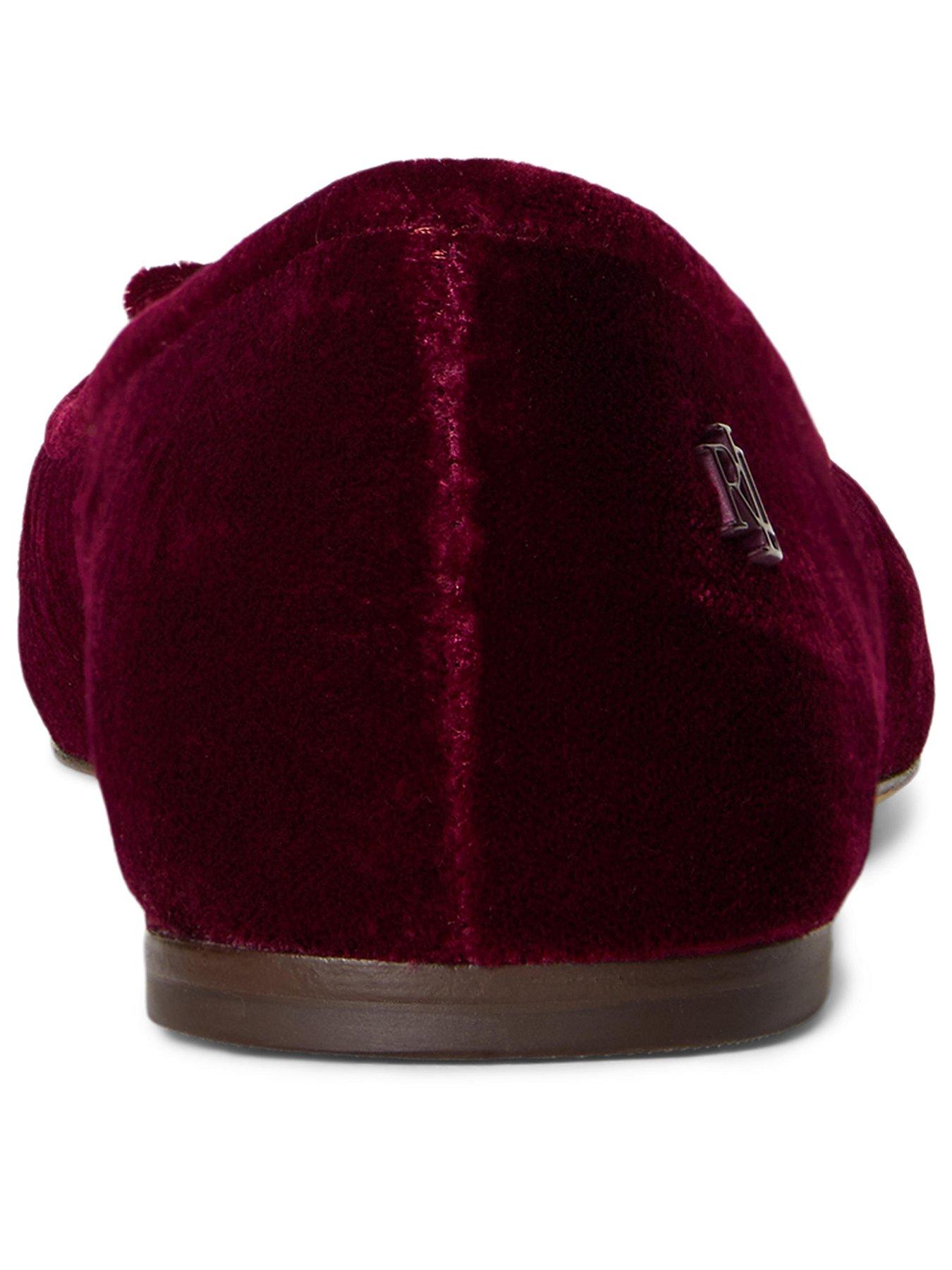  image of lauren-by-ralph-lauren-jayna-flat-velvet-ballet-shoe-garnet