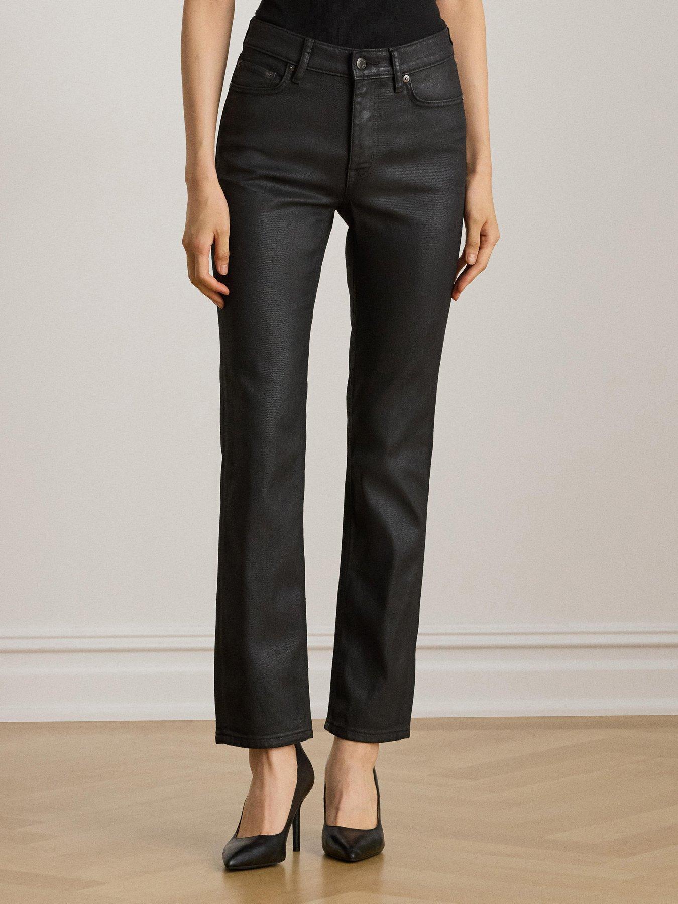 Lauren by Ralph Lauren High Rise Straight Leg Jeans - Black