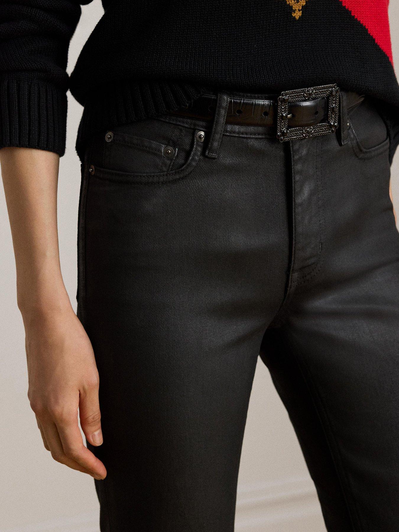  image of lauren-by-ralph-lauren-high-rise-straight-leg-jeans-black