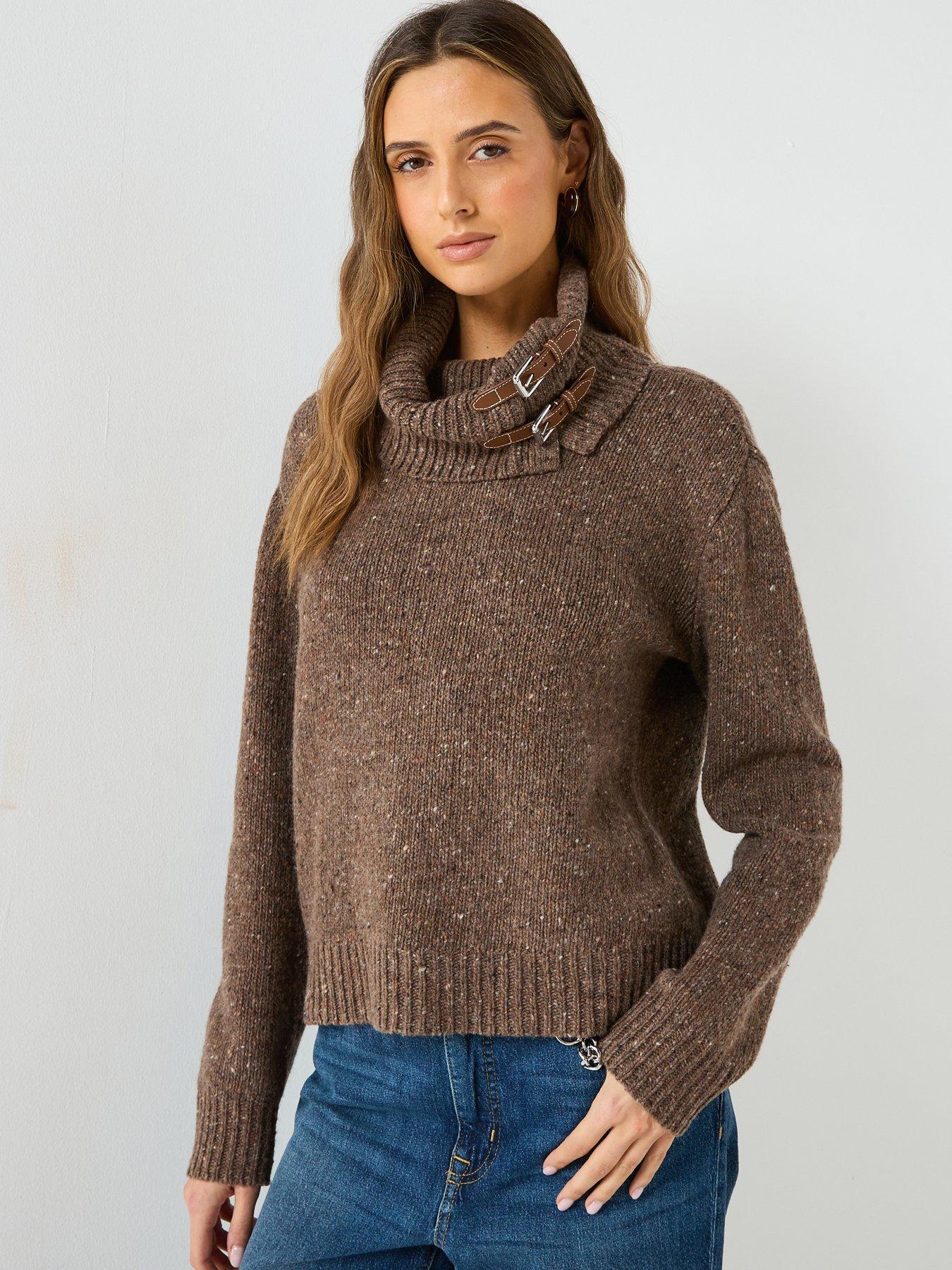 front image of lauren-by-ralph-lauren-lakiat-knitted-pullover-taupe-heather-donegal-brown