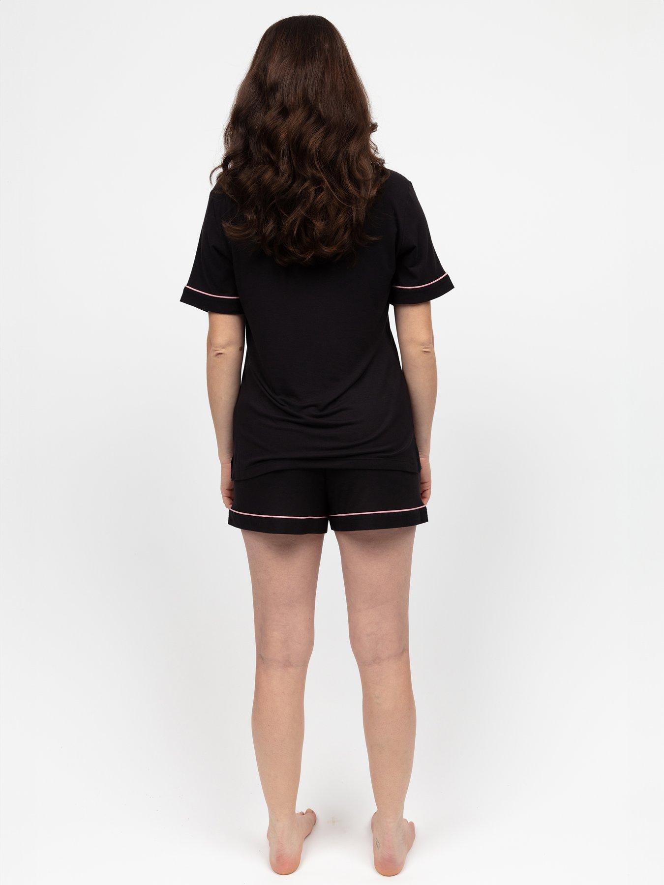 Image 2 of 4 of Cyberjammies Reverse Jersey Short Sleeve Short Pyjama Set - Black - Bonnie Black
