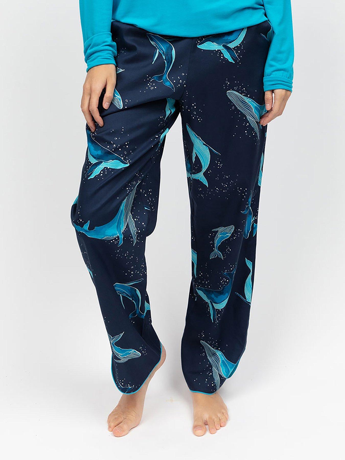 undefined Marina Navy Whale Print Pyjama Bottoms - Navy