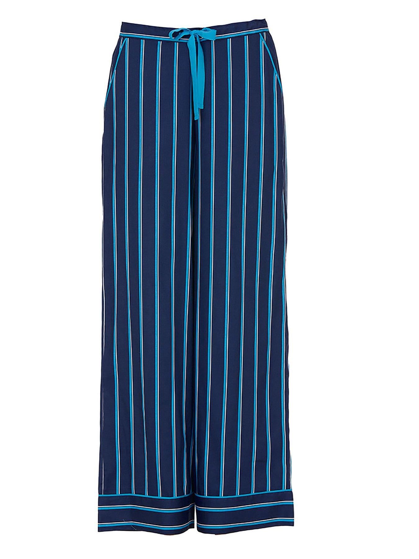 Image 3 of 3 of Cyberjammies Marina Navy Printed Stripe Wide Leg Pyjama Bottoms - Navy - Blue